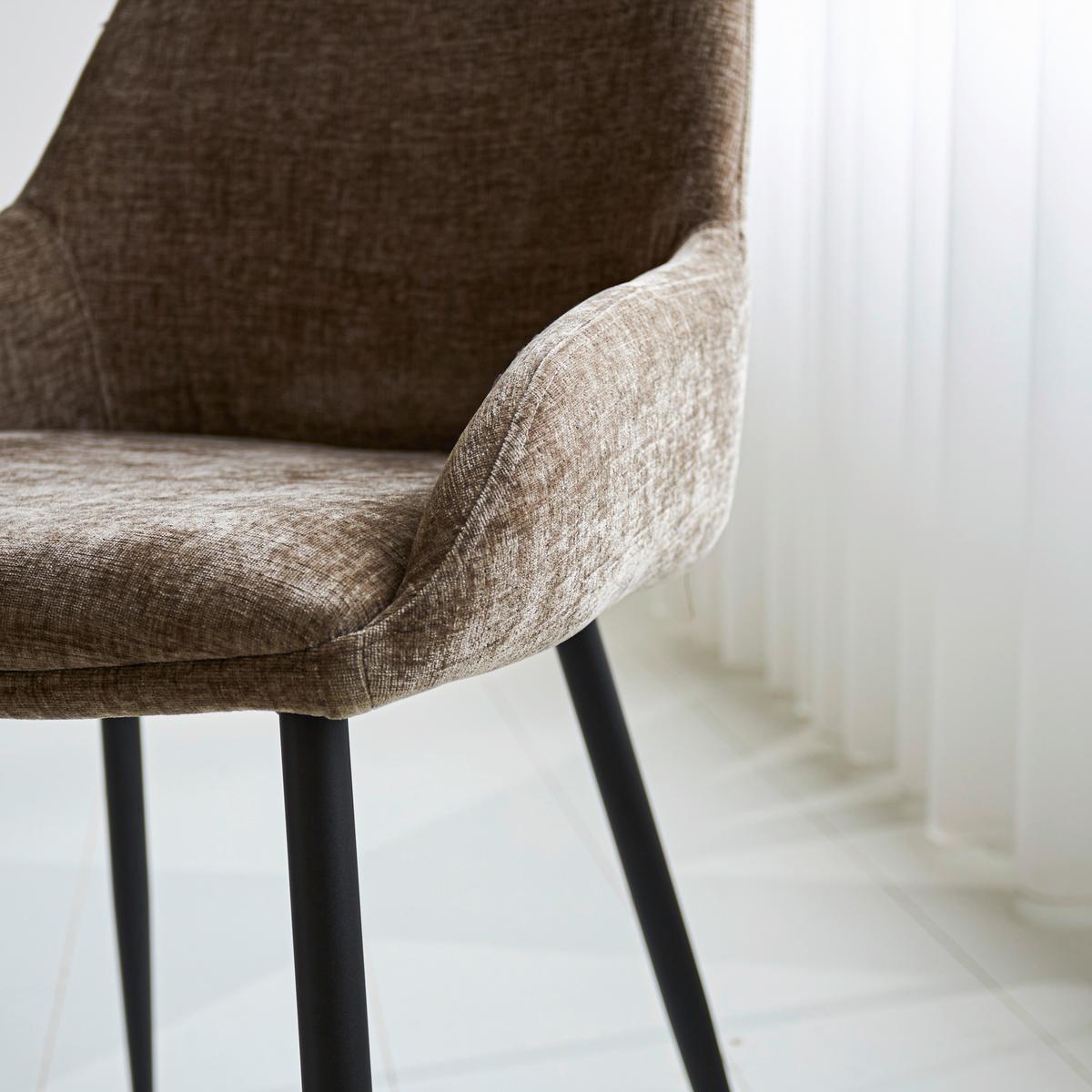 Stuhl-Set Cannes Braun/Taupe B: 52 cm - Taupe/Schwarz, MODERN, Textil/Metall (52/86/44cm) - MID.YOU