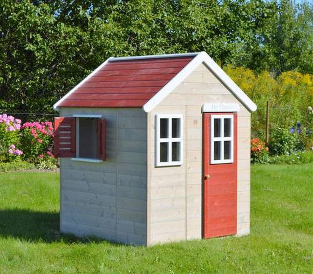 Spielhaus Gecko Naturfarben/rot, B: 120 Cm - Rot/Naturfarben, KONVENTIONELL, Holz (120/155/120cm)