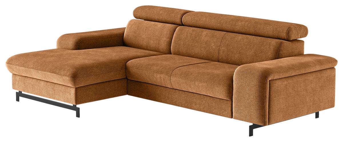 Ecksofa mit Bettkasten Emma Cognac 165x267 cm - Cognac/Schwarz, Textil (165/267cm) - MID.YOU