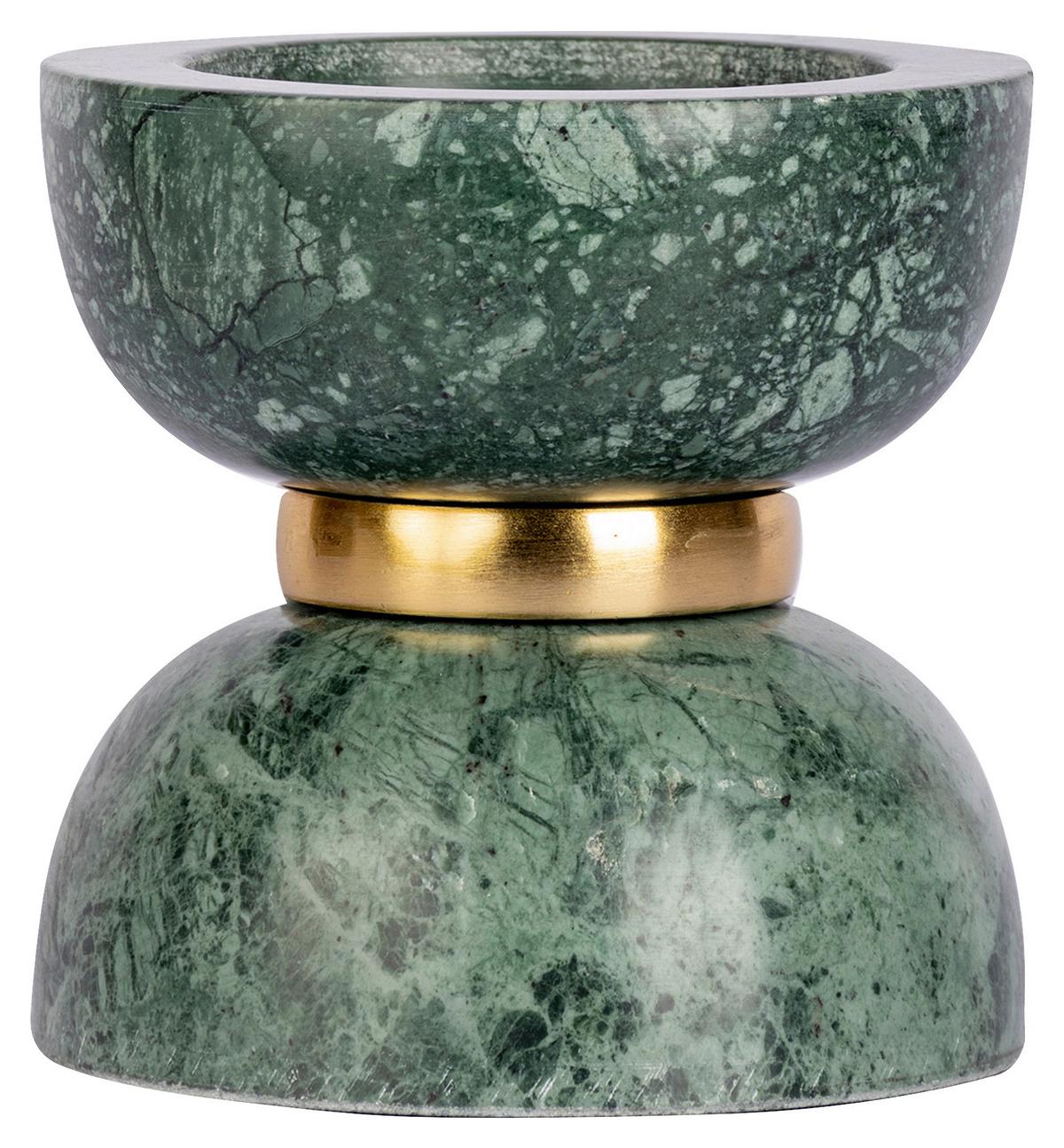 Kerzenhalter Sorin Grün/goldfarben 12,75x14 Cm - Goldfarben/Grün, Trend, Stein/Metall (12.75/14/14cm) - Kayoom