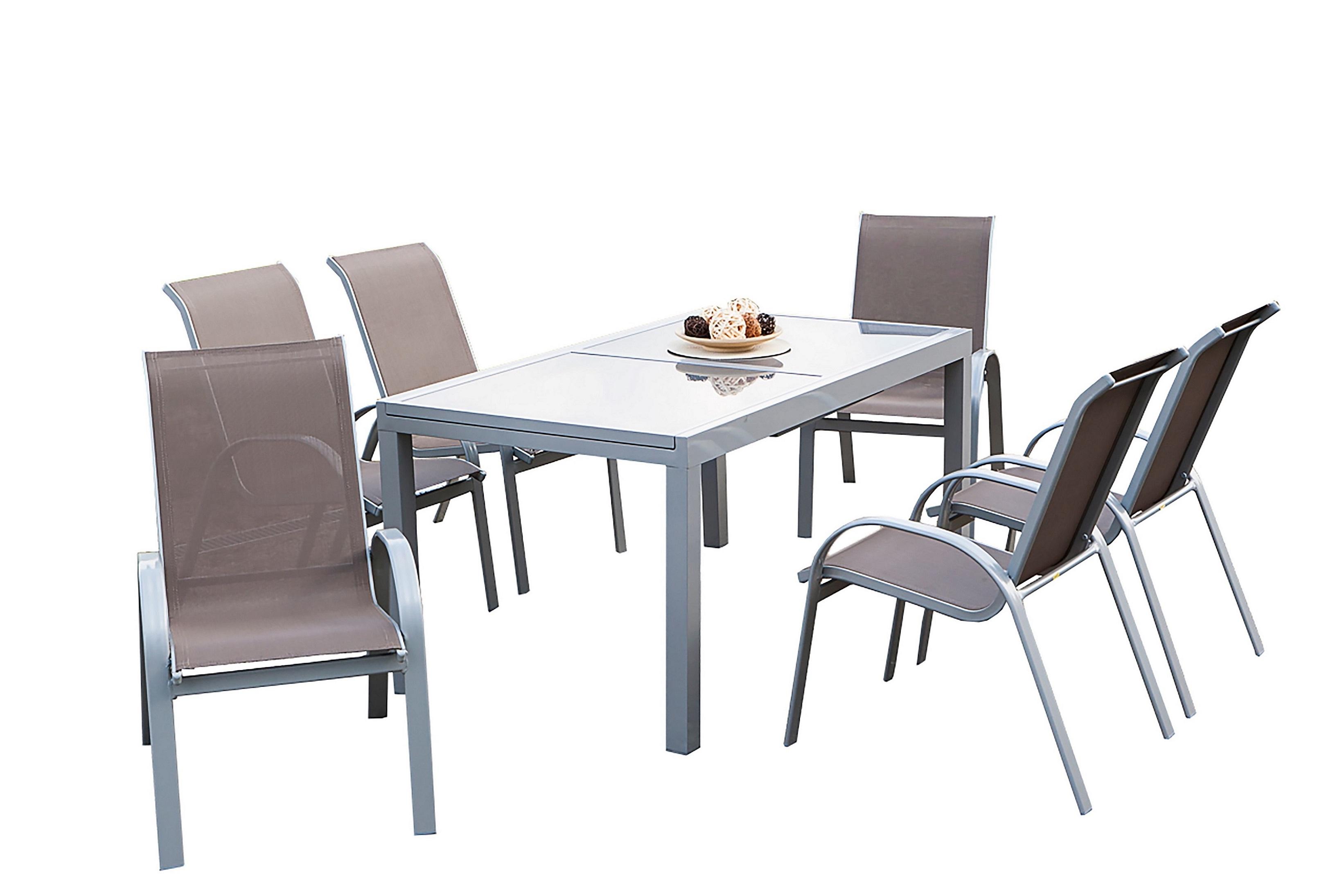 Gartengarnitur Amalfi 7-Teilig Metall/Textil/Glas - ROMANTIK / LANDHAUS - Gardenson