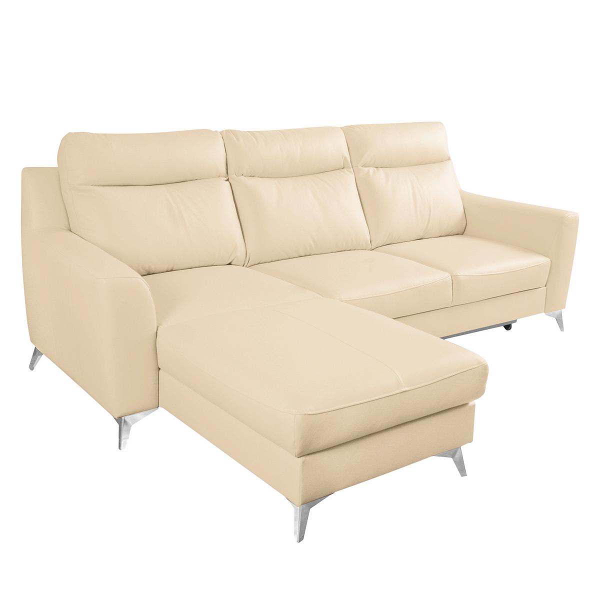 Ecksofa Gio Beige S: 236x168 Cm - Chromfarben/Beige, Design, Leder/Textil (236/168cm) - Livetastic