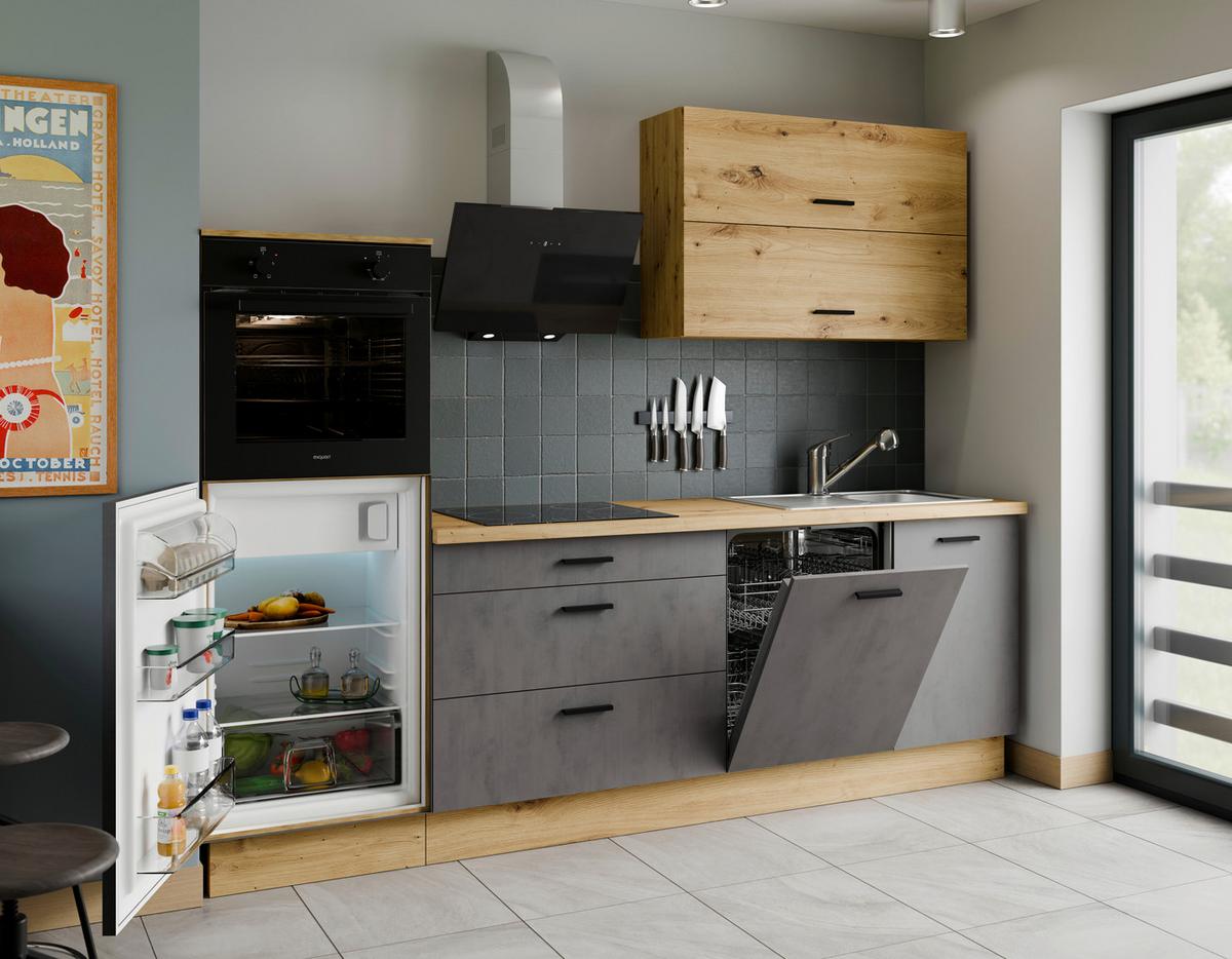 Kuchyňský blok BOBBI Bez spotřebičů, šířka 260 cm - černá/antracitová, Basics, kompozitní dřevo/plast (260/210/60cm) - P & B