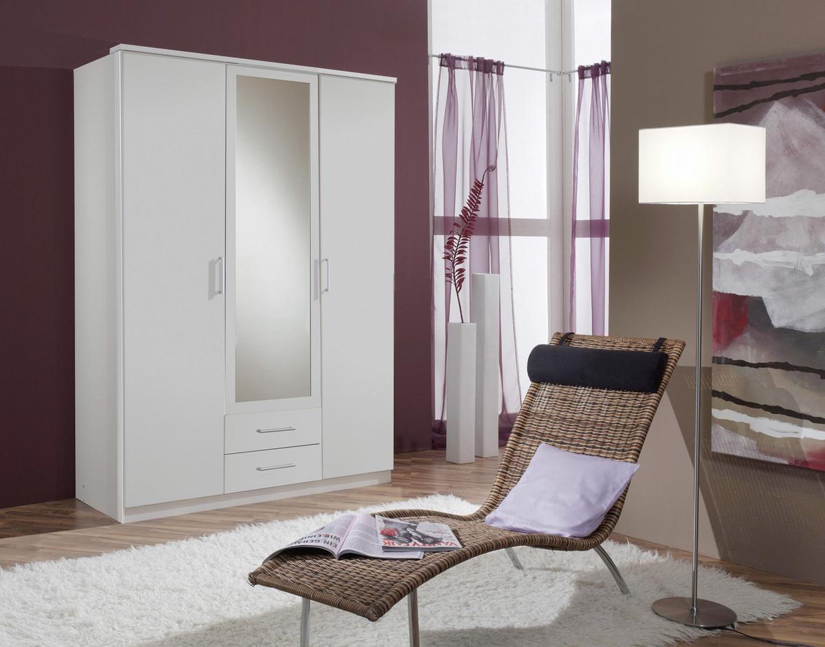 Šatníková skriňa OSAKA šírka 135cm - biela/hliníková, Konventionell, kompozitné drevo/plast (135/199,5/58cm) - MID.YOU