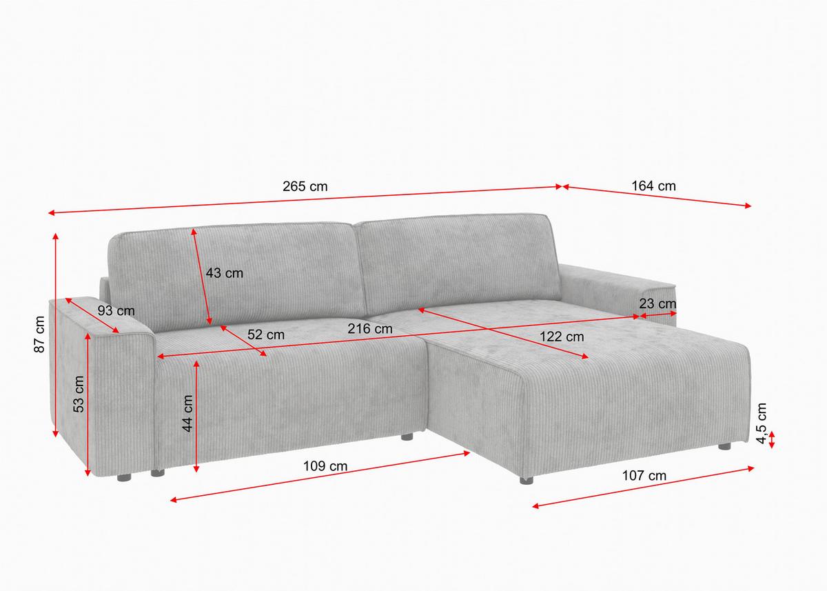 Ecksofa Chance Dunkelgrün S: 265x164 cm - Dunkelgrün/Schwarz, MODERN, Textil (265/164cm) - Trendmanufaktur