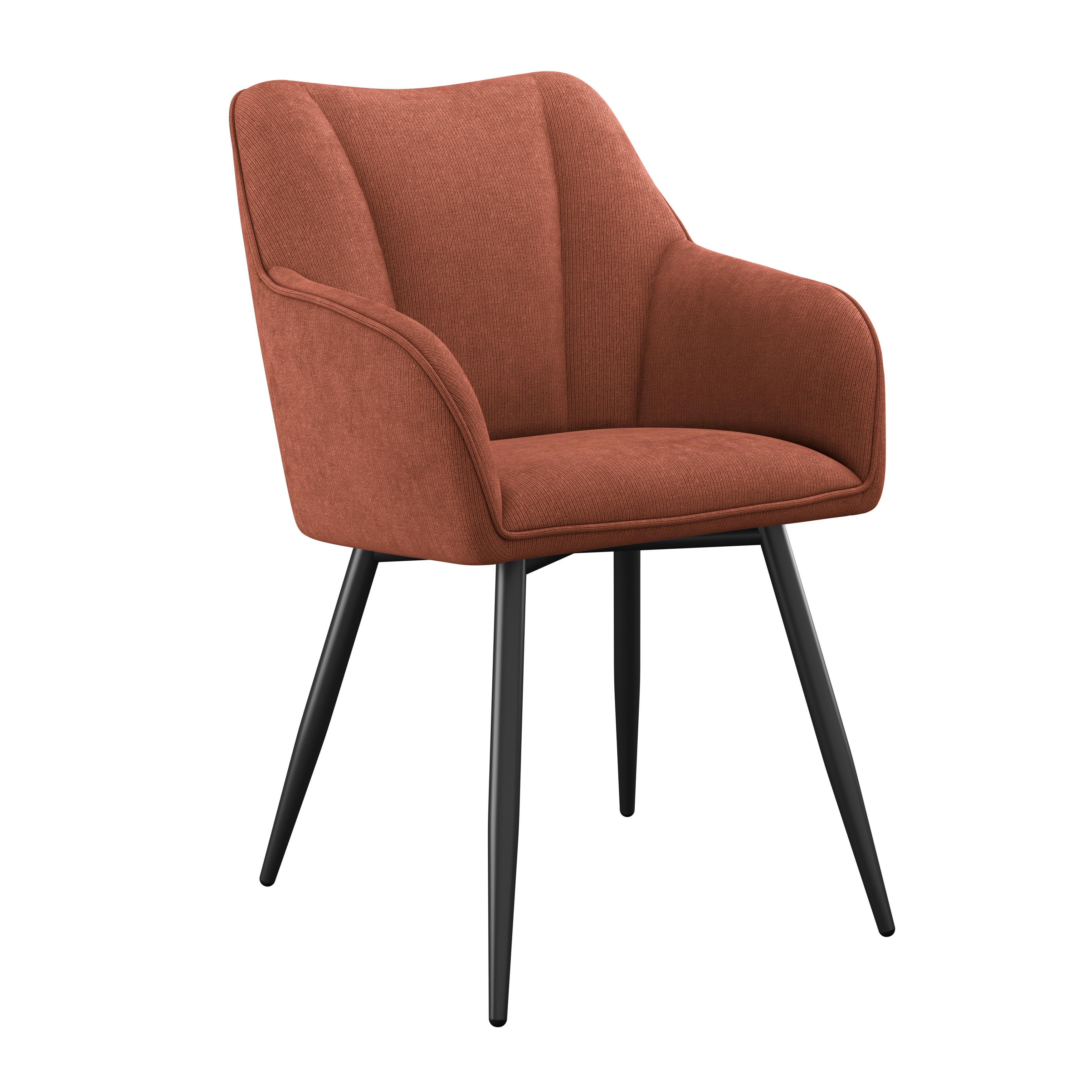 Armlehnstuhl Caro Teracotta gepolstert - Terracotta/Schwarz, KONVENTIONELL, Holz/Textil (55/83/61cm) - Nedis SmartLife