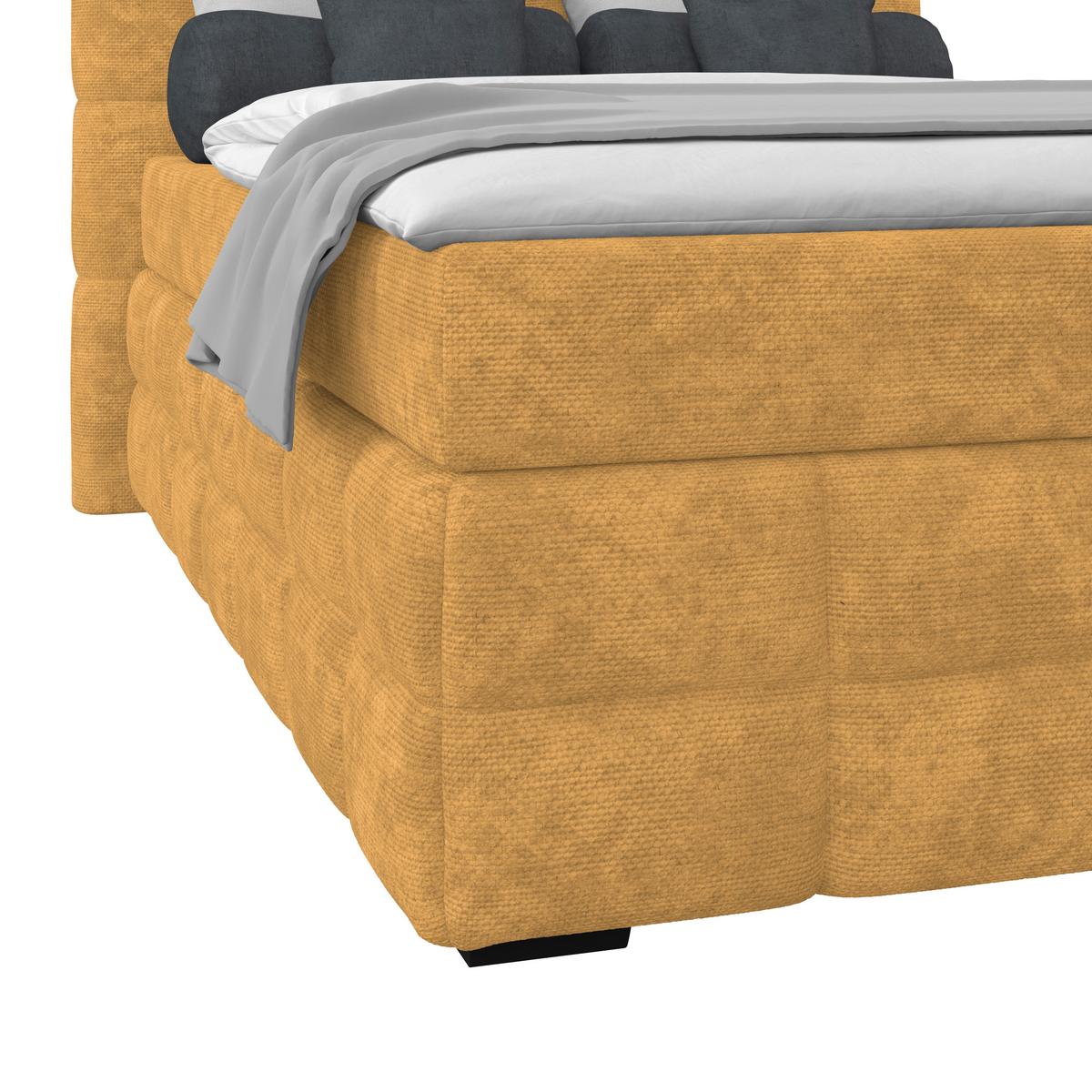 Čalúnená posteľ VEGA 140x200 cm, zlatá - čierna/zlatá, Trend, drevo/textil (140/200cm)