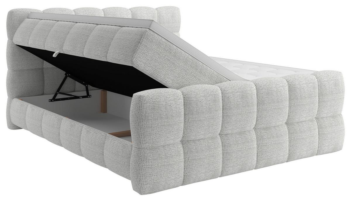 BOXSPRINGBETT inkl. Bettkasten 160x200 - Grauweiß/Schwarz, Trend, Holz/Holzwerkstoff (160/200cm) - Sembella