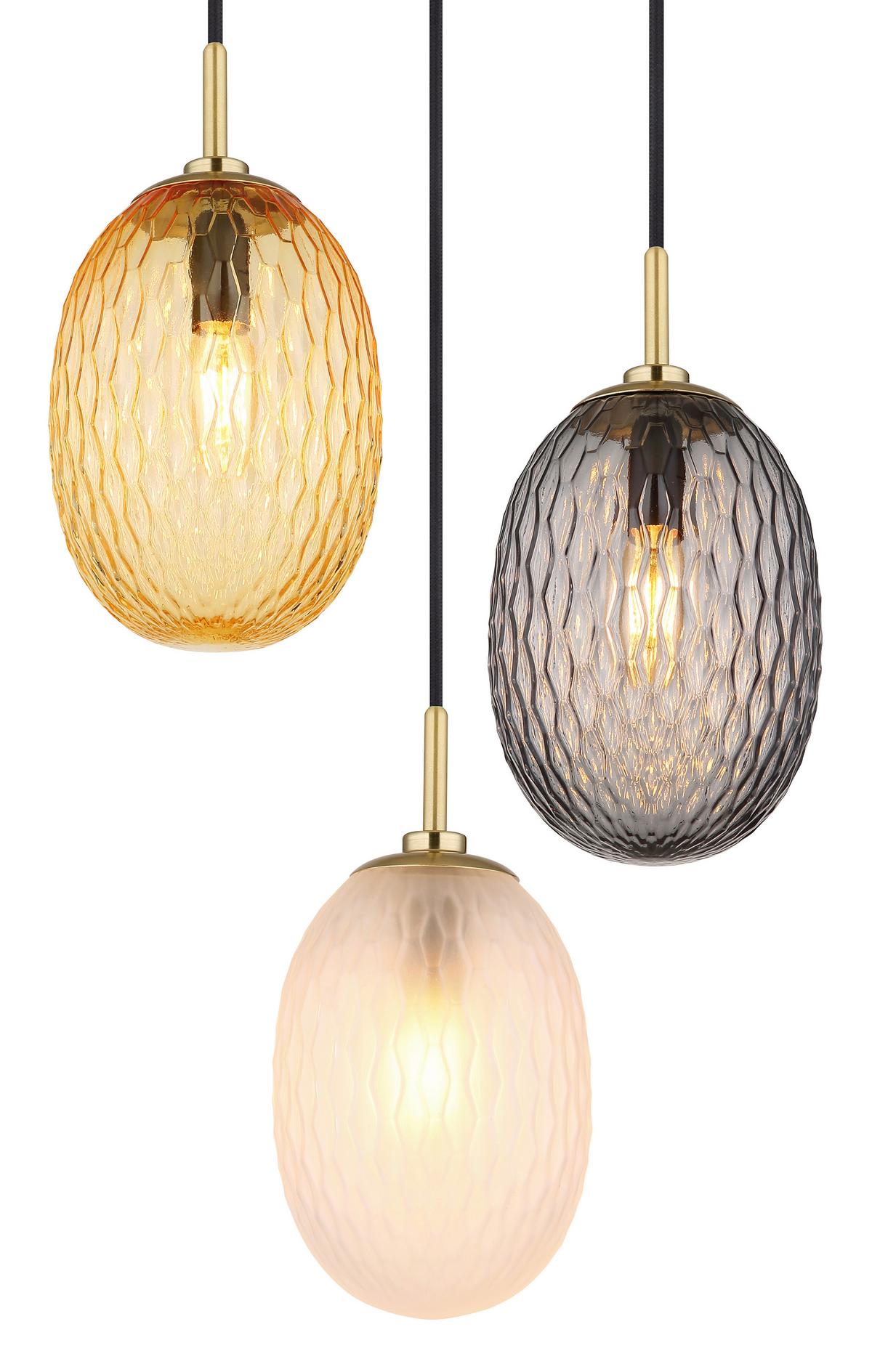 Hängeleuchte 15899-3hr - Goldfarben/Schwarz, Basics, Glas/Textil (36/120cm) - Globo