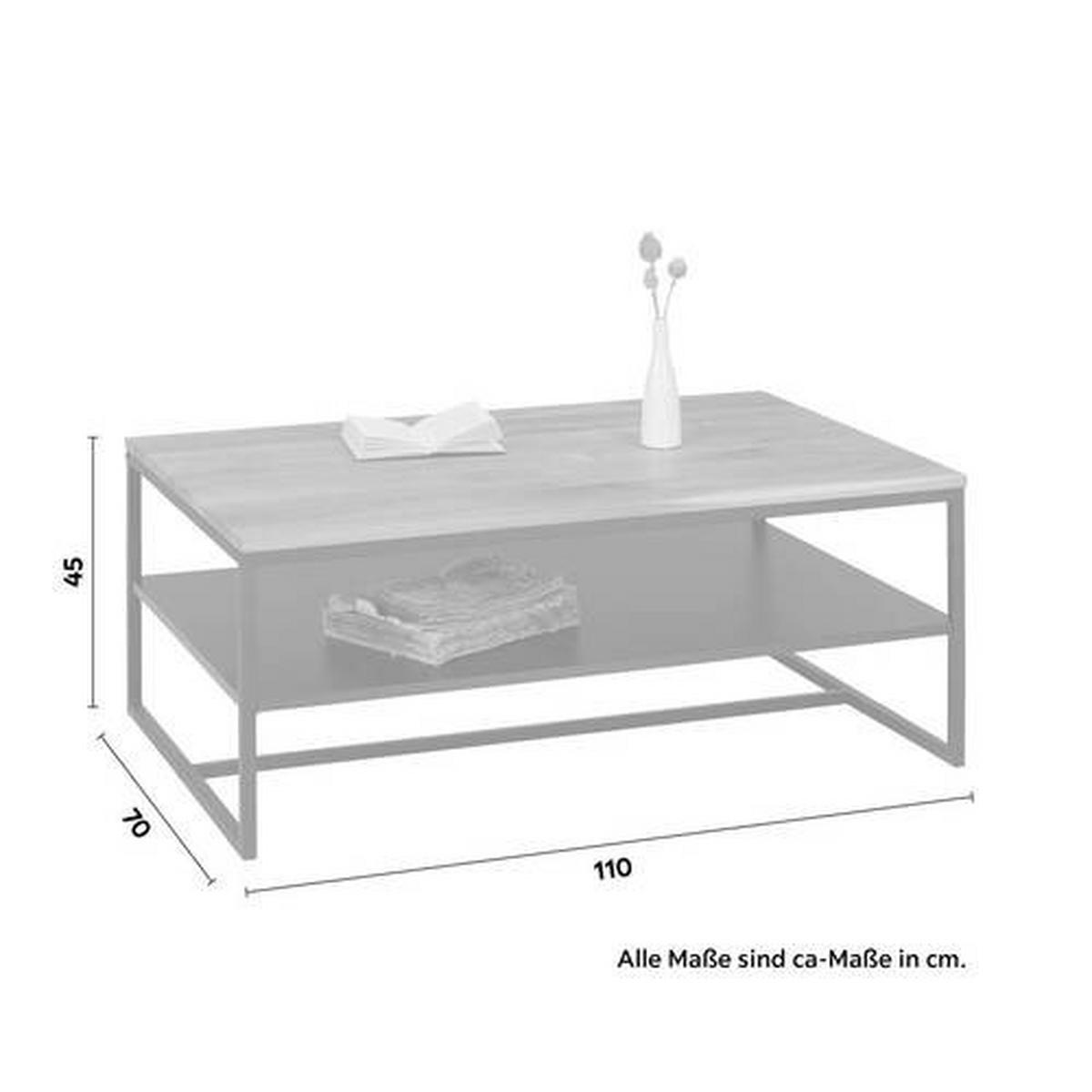 Konferenční stolek Dallas, barvy dubu, š: 110 cm - černá/barvy dubu, Lifestyle, kov/dřevo (110/70/45cm) - Based