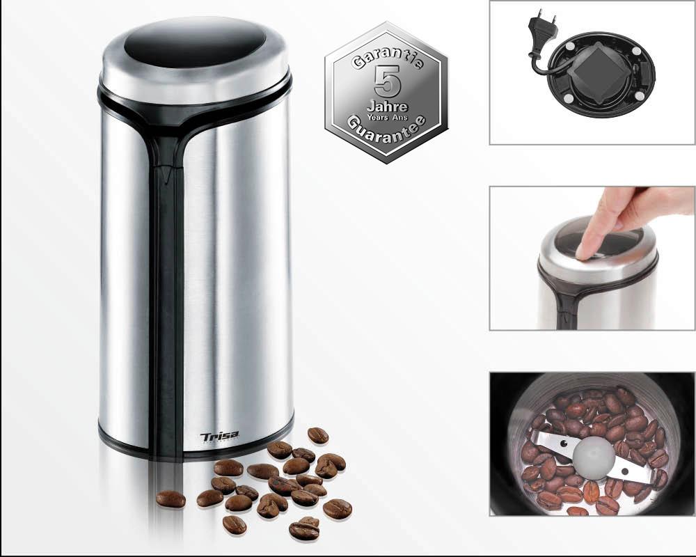 Kaffeemühle Macinino Caffé Edelstahl - Edelstahlfarben, Basics, Kunststoff (10/8/17cm) - Trisa Electronics