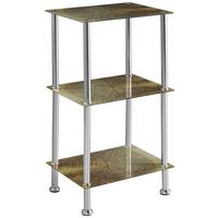 Regal mit Glasfächern bedruckt Glare B 40cm, Edelstahl/Braun - Edelstahlfarben/Braun, MODERN, Glas/Metall (40/70/30cm) - Luca Bessoni