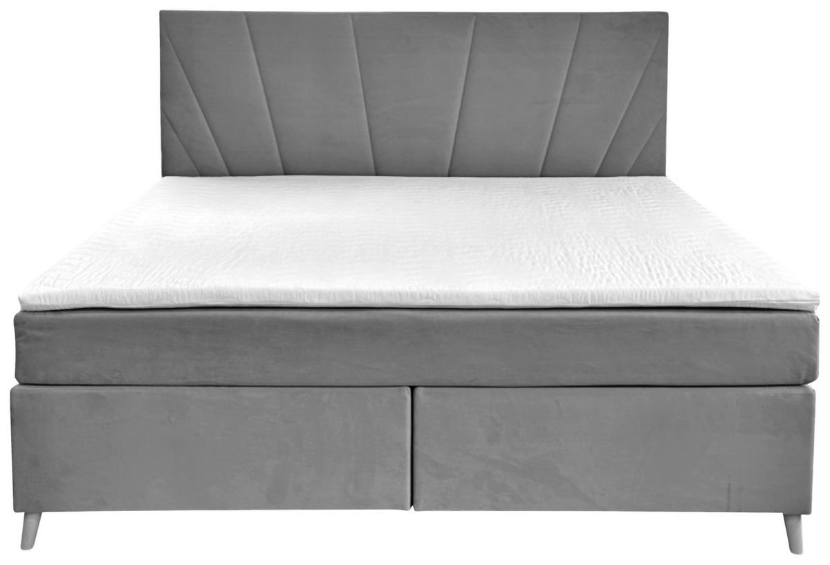 Boxbett mit Topper 180x200 Lucia - Grau, Basics, Holzwerkstoff/Textil (180/200cm) - Livetastic
