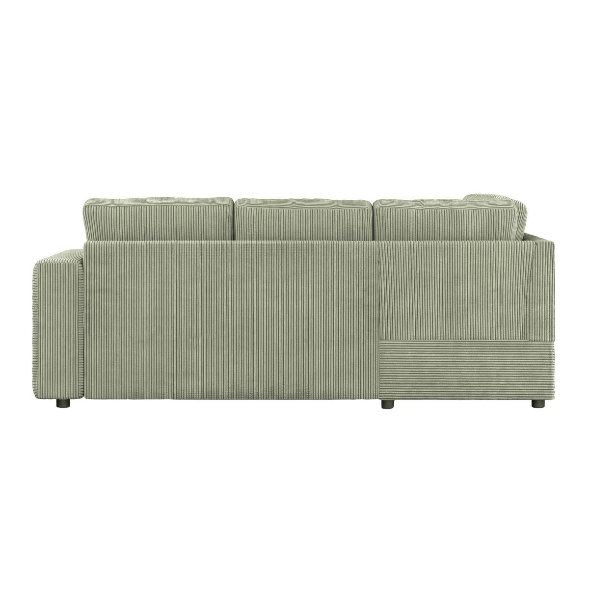 Ecksofa mit Schlaffunktion Toulouse Cord kaki, 206x224cm - Khaki/Schwarz, Trend, Holz/Textil (206/224cm)