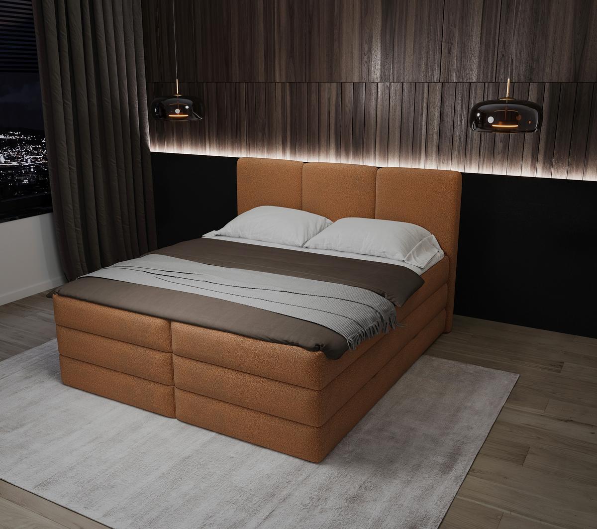 Boxspringbett mit Bettkasten 160x200 cm Castel V - Rostfarben/Schwarz, MODERN, Holz/Holzwerkstoff (160/200cm) - MID.YOU