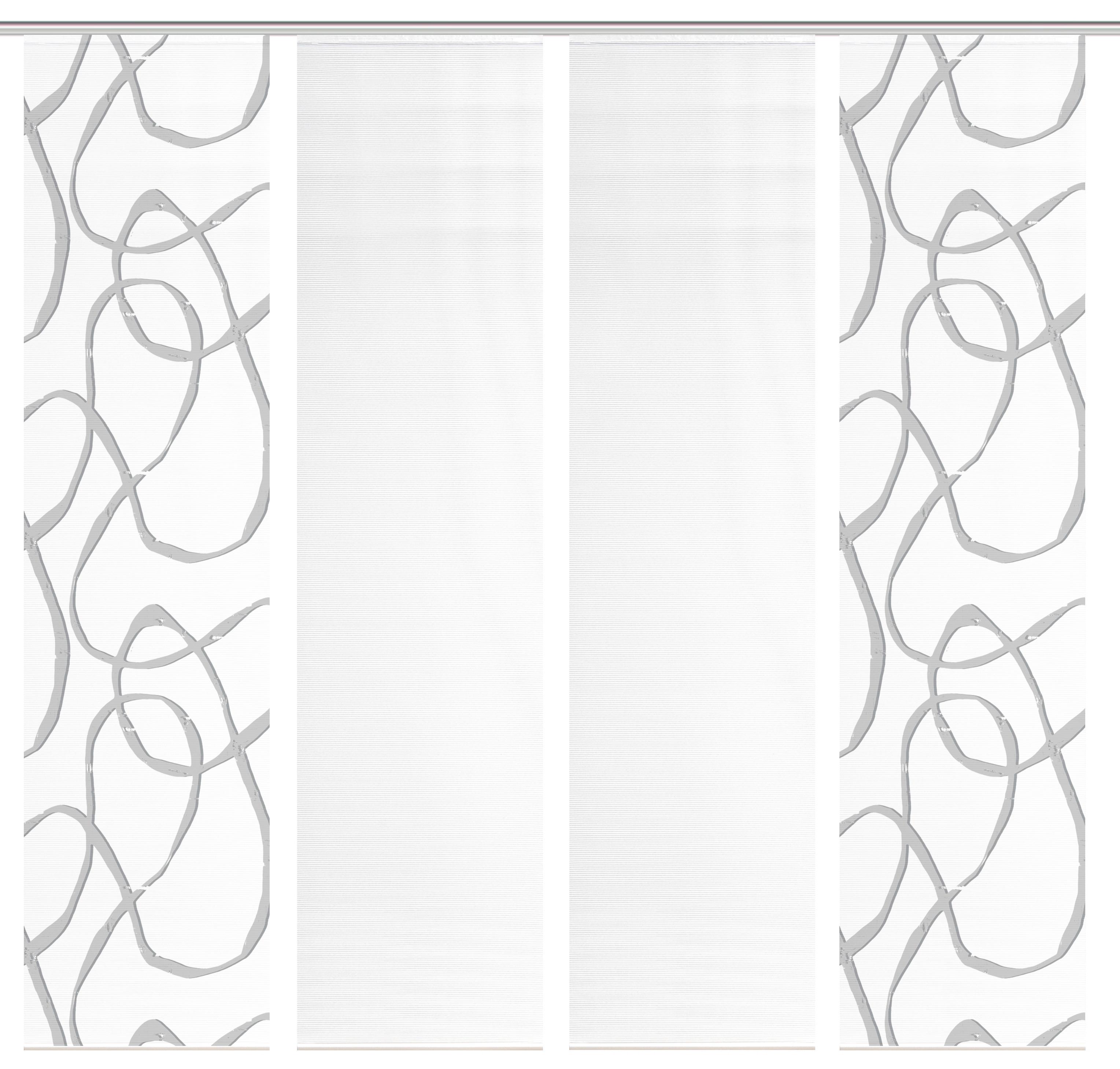 Flächenvorhang Ophelia 4er Set - Grau Hochglanz/Weiß, KONVENTIONELL, Textil (60/260cm)