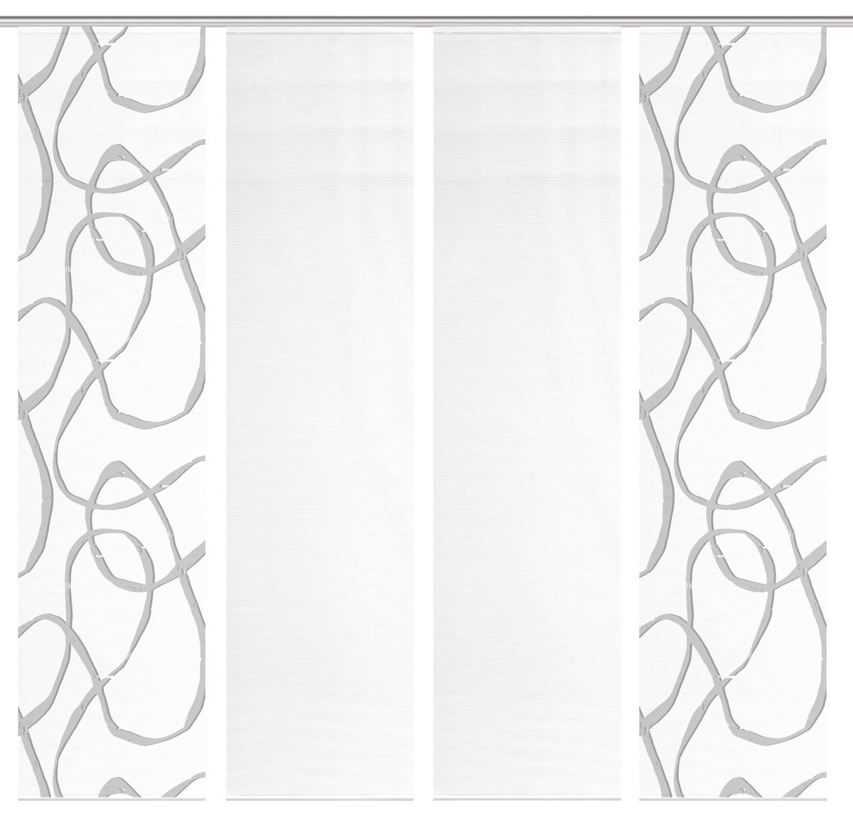 Flächenvorhang Ophelia 4er Set - Grau Hochglanz/Weiß, KONVENTIONELL, Textil (60/260cm)