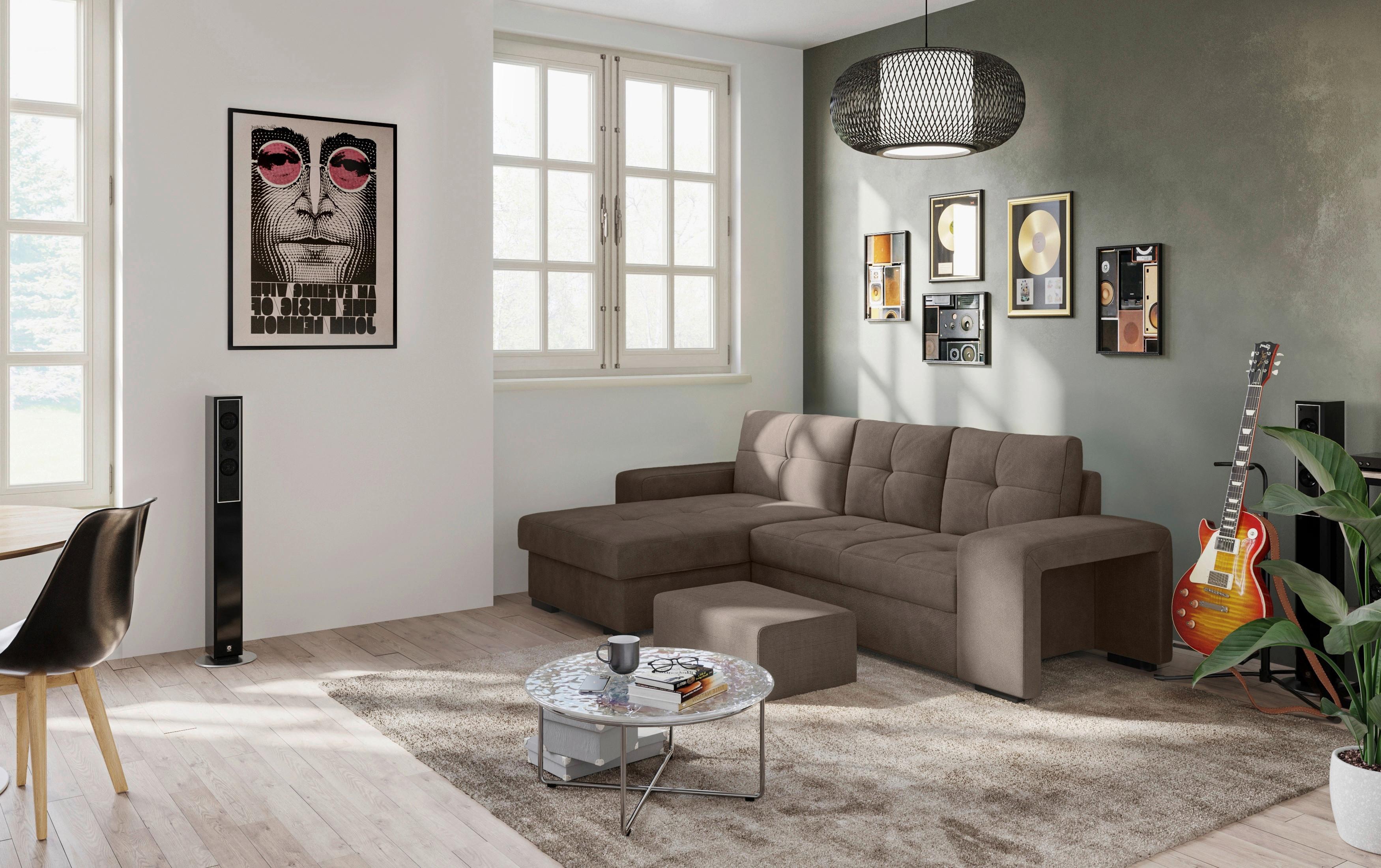 Eckschlafsofa Mattina Taupe S: 156x268 Cm - Taupe/Schwarz, MODERN, Textil (156/268cm) - MID.YOU