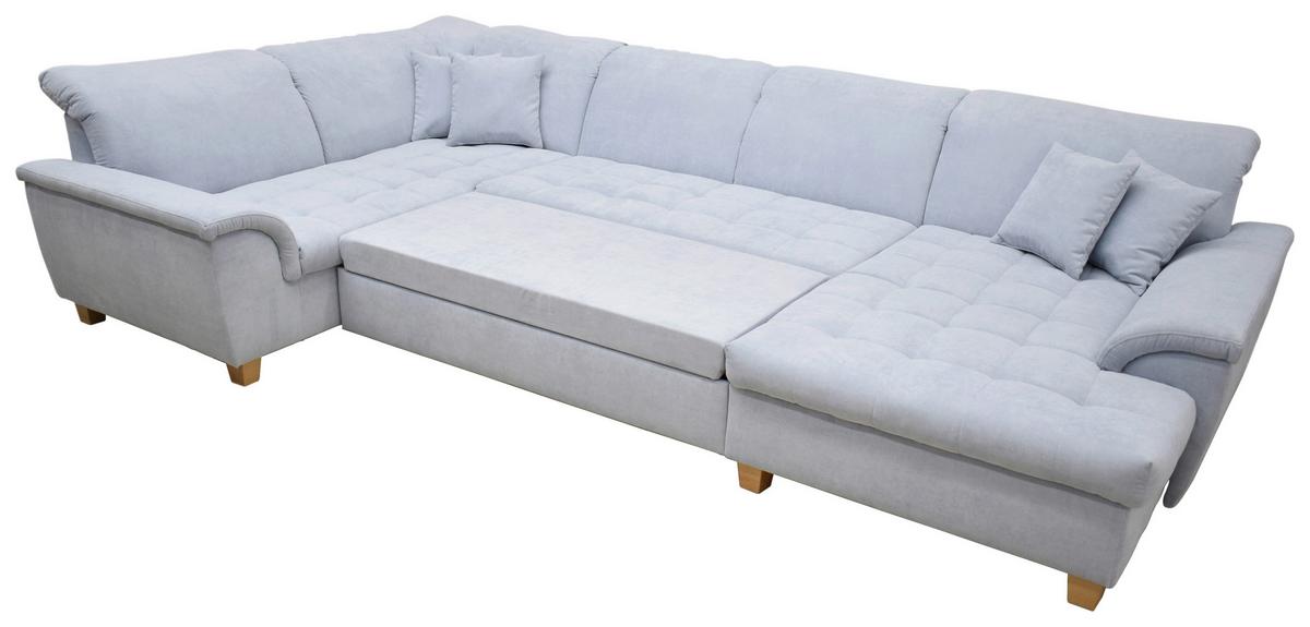 Wohnlandschaft Franzi Mit Schlaffunktion Pastellblau - Pastellblau/Eichefarben, KONVENTIONELL, Textil (214/352/170cm) - MID.YOU