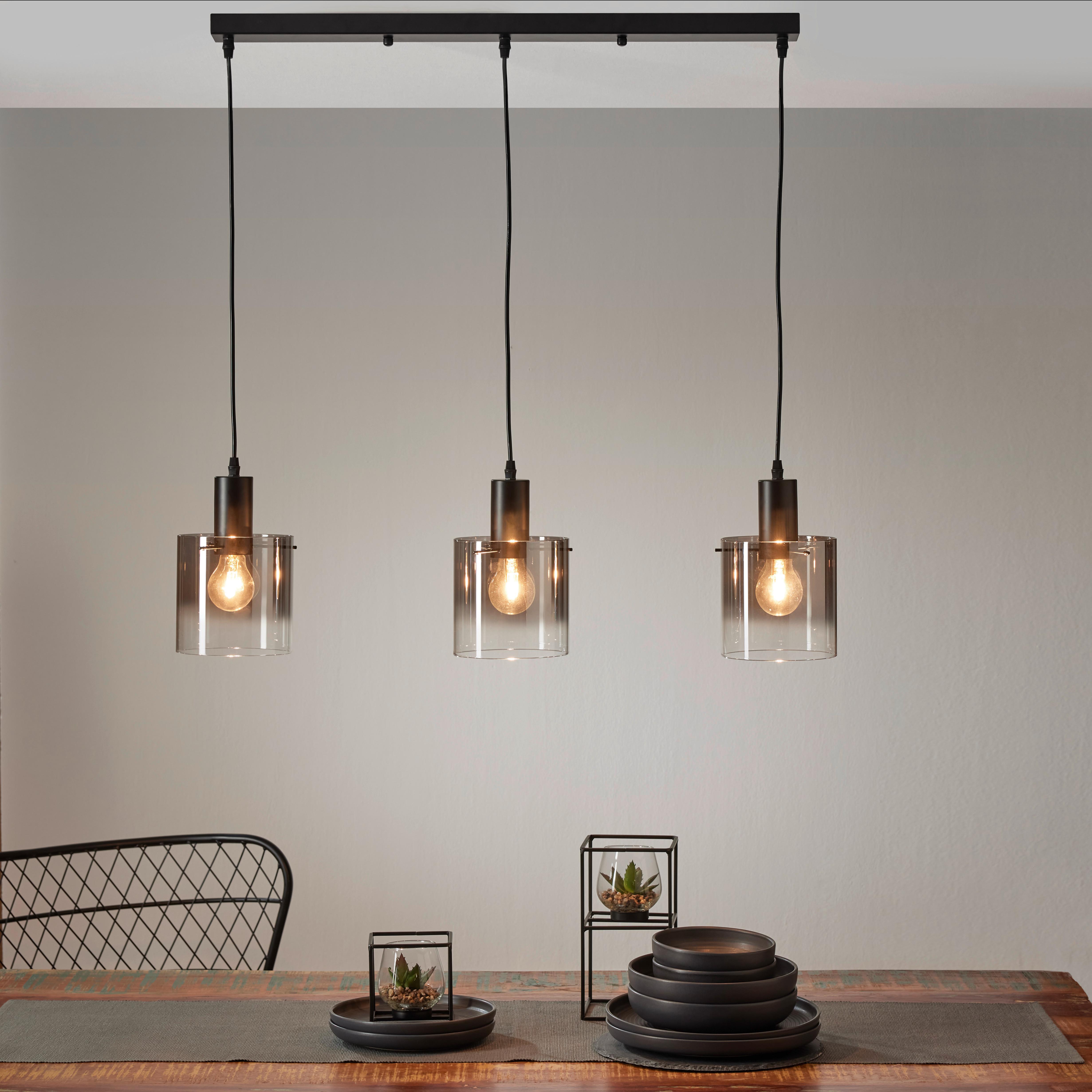 Závěsné svítidlo Christiano - černá, Moderní, kov/sklo (80/15/120cm) - Premium Living