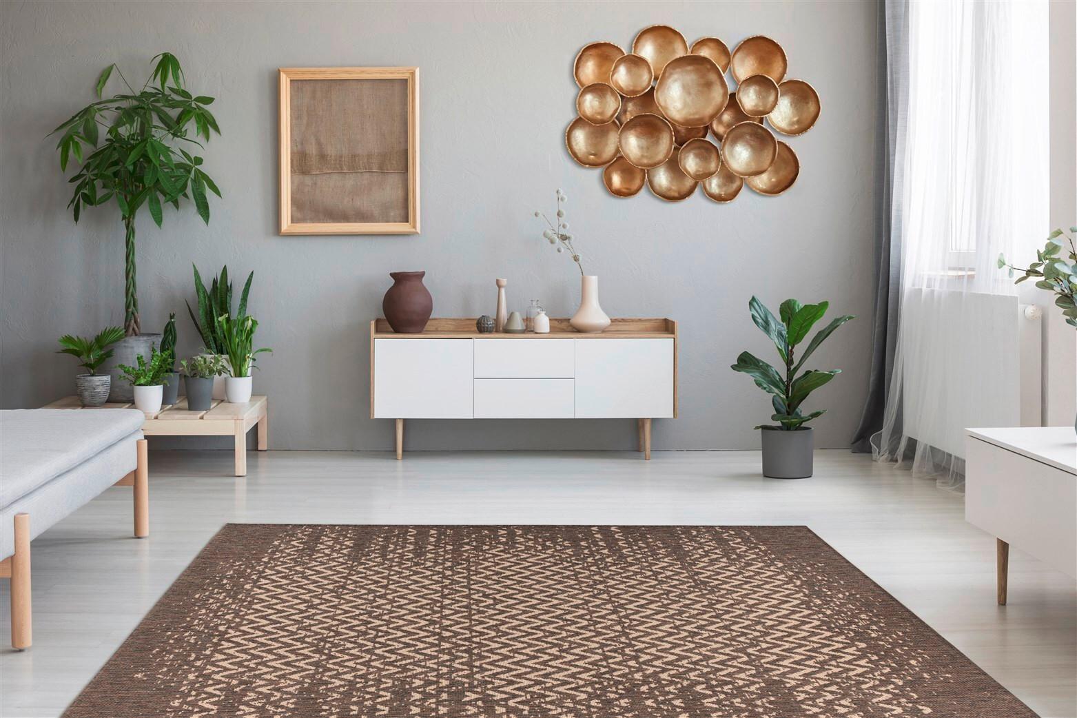 Flachwebteppich Splash 600 Braun/Creme, 120x170 cm - Creme/Braun, KONVENTIONELL, Textil (120/170cm)