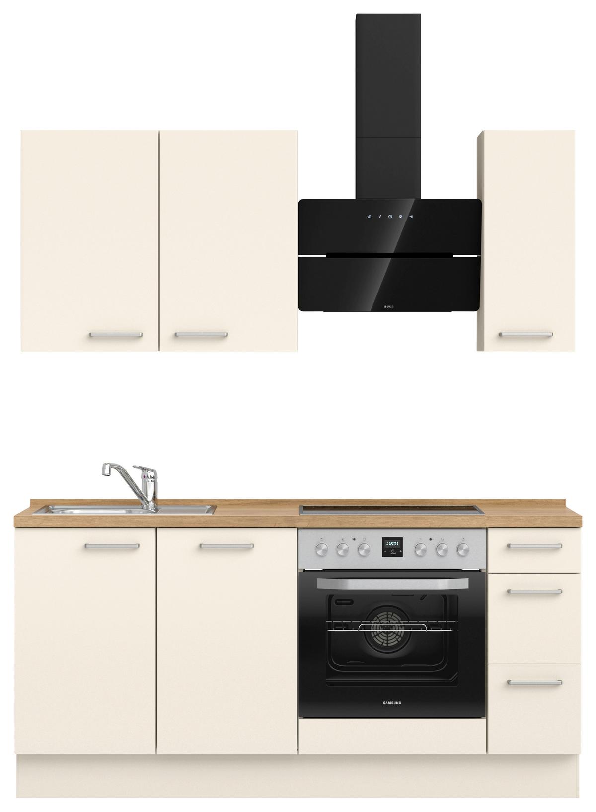 Kuchyňská linka 180 cm, magnólia matná - barvy dubu/magnolie, Moderní, kov/kompozitní dřevo (180cm) - Nobilia
