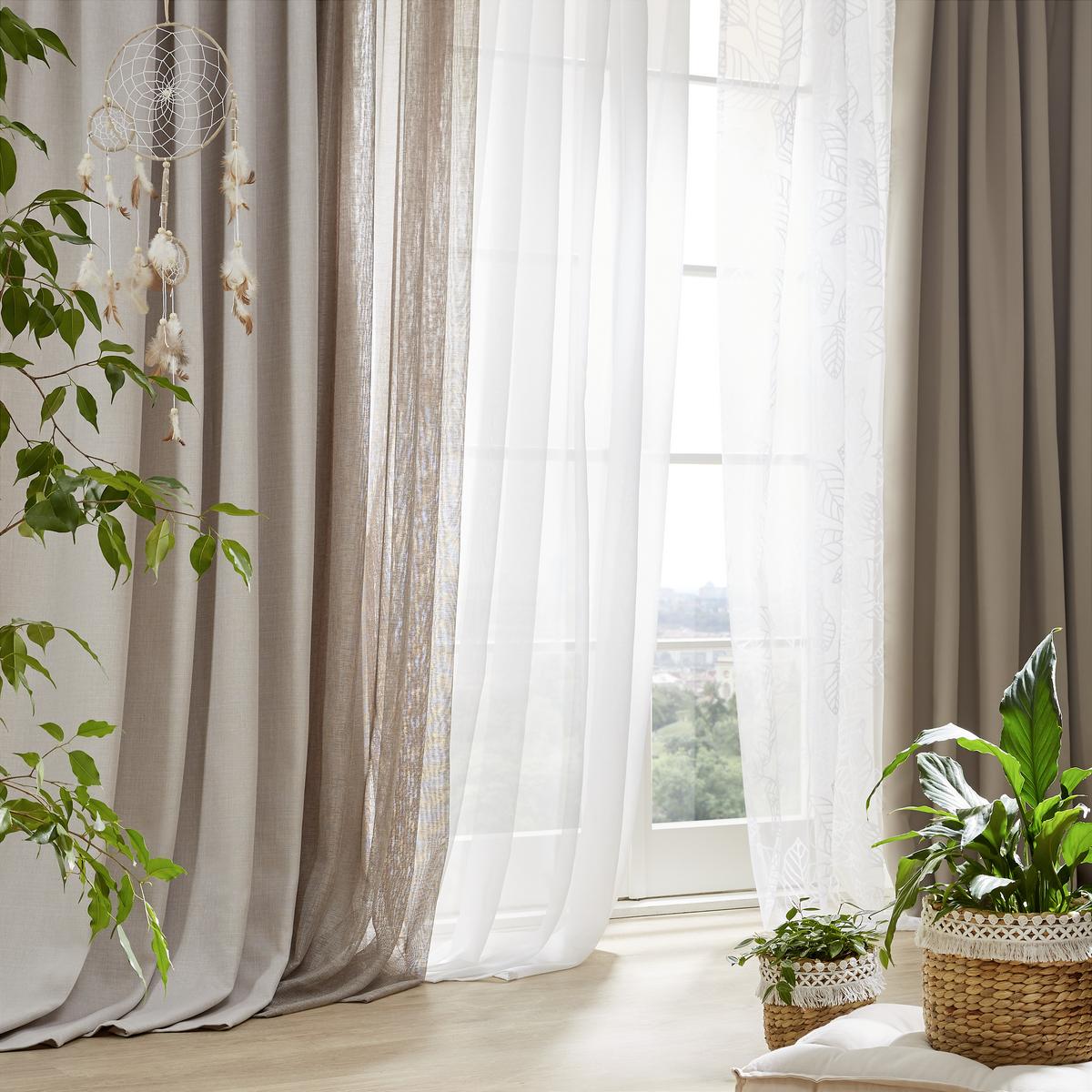 HOTOVÝ ZÁVES Leo, 135/255cm, piesková - piesková, textil (135/255cm) - Premium Living