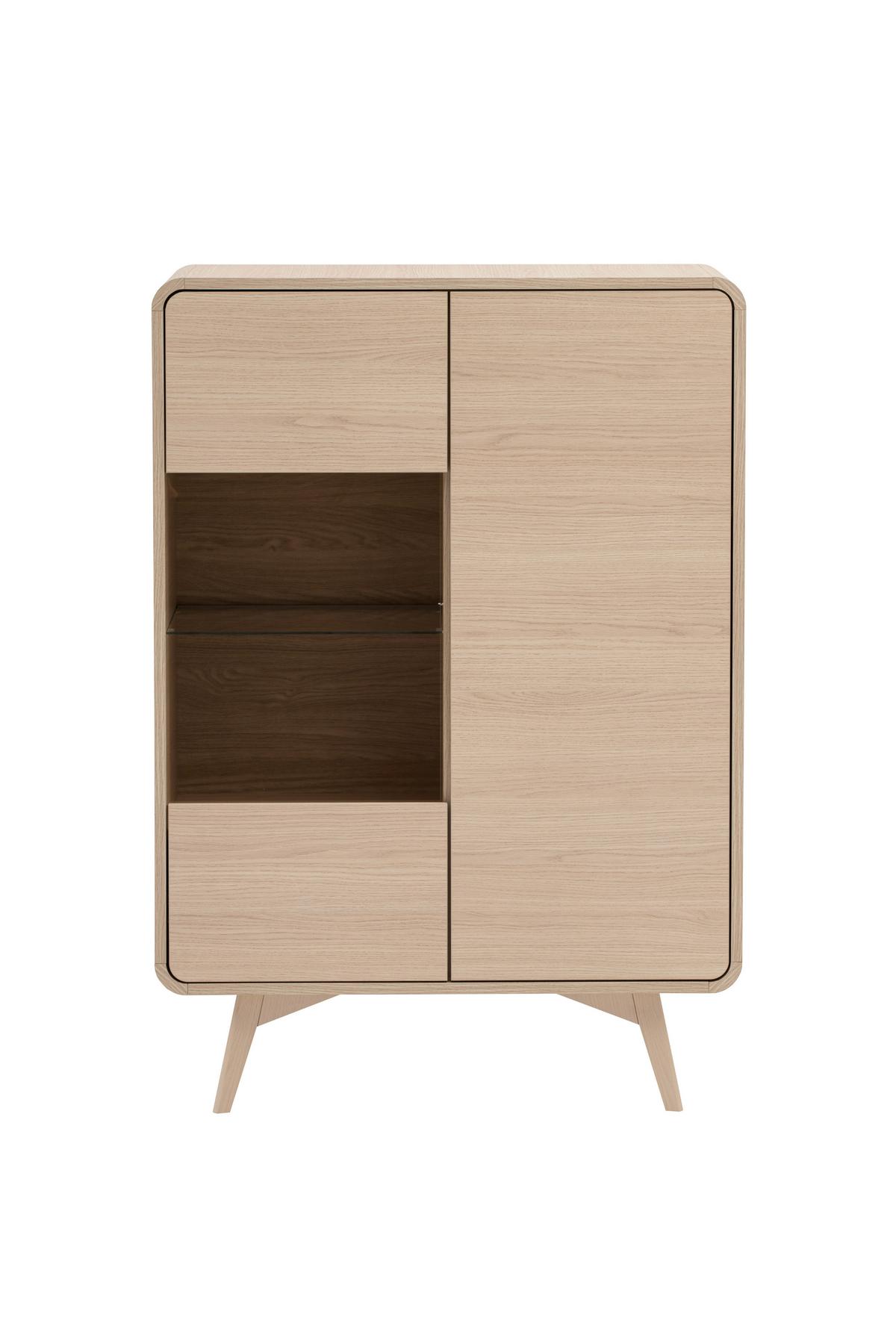 Vitrine Torsby Eichefarben B: 90 Cm - Eichefarben, Design, Glas/Holzwerkstoff (90/130/39cm) - Livetastic