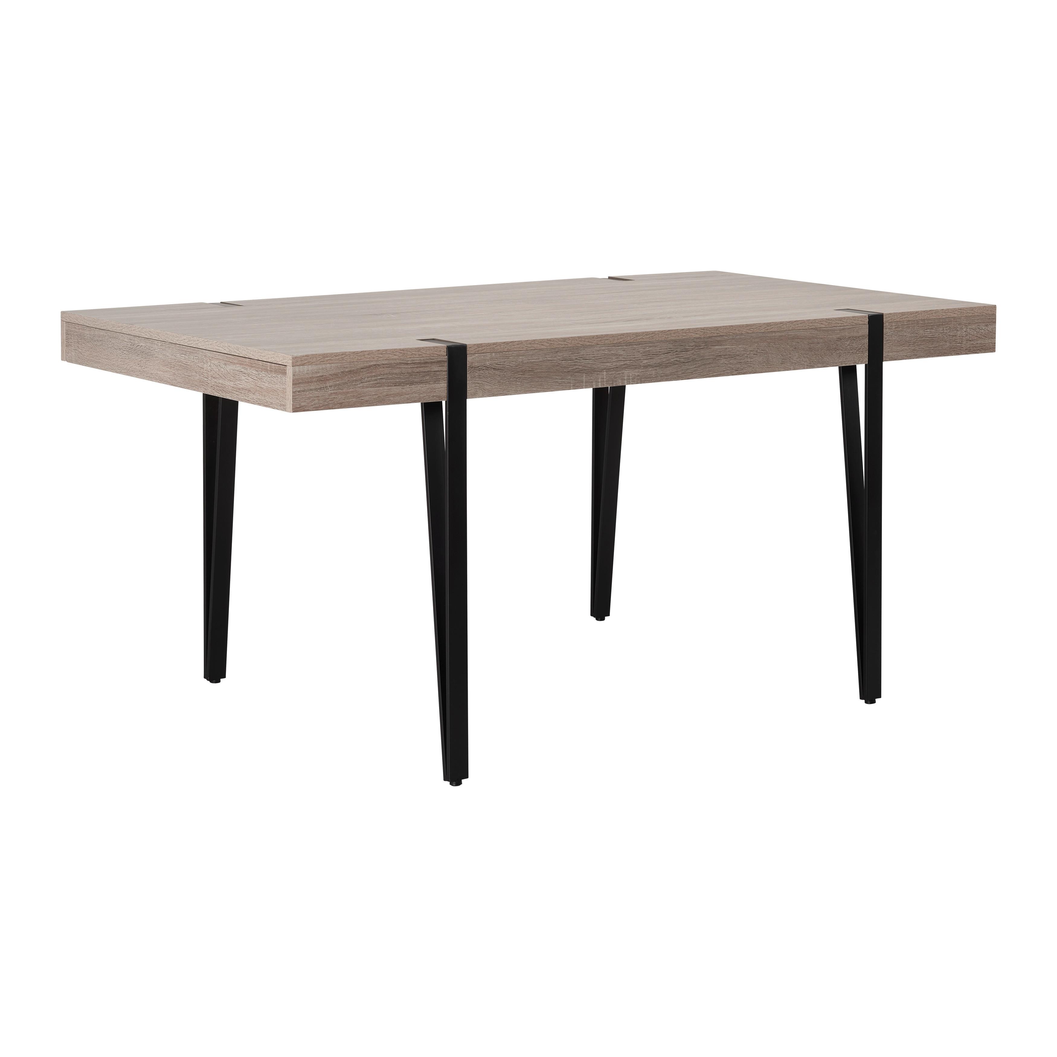 Jedálenský stôl ELIN 160x90 cm - čierna/farba duba, Modern, kov/kompozitné drevo (160/90/76cm) - Bessagi Home