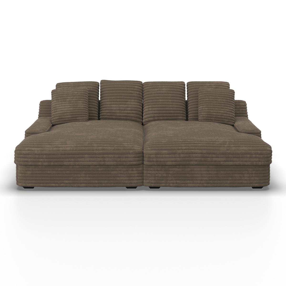 Velká pohovka ELEONORA, hnědý manšestr, max. 360 kg - černá/hnědá, Moderní, dřevo/textil (250/97/168cm) - Bessagi Home