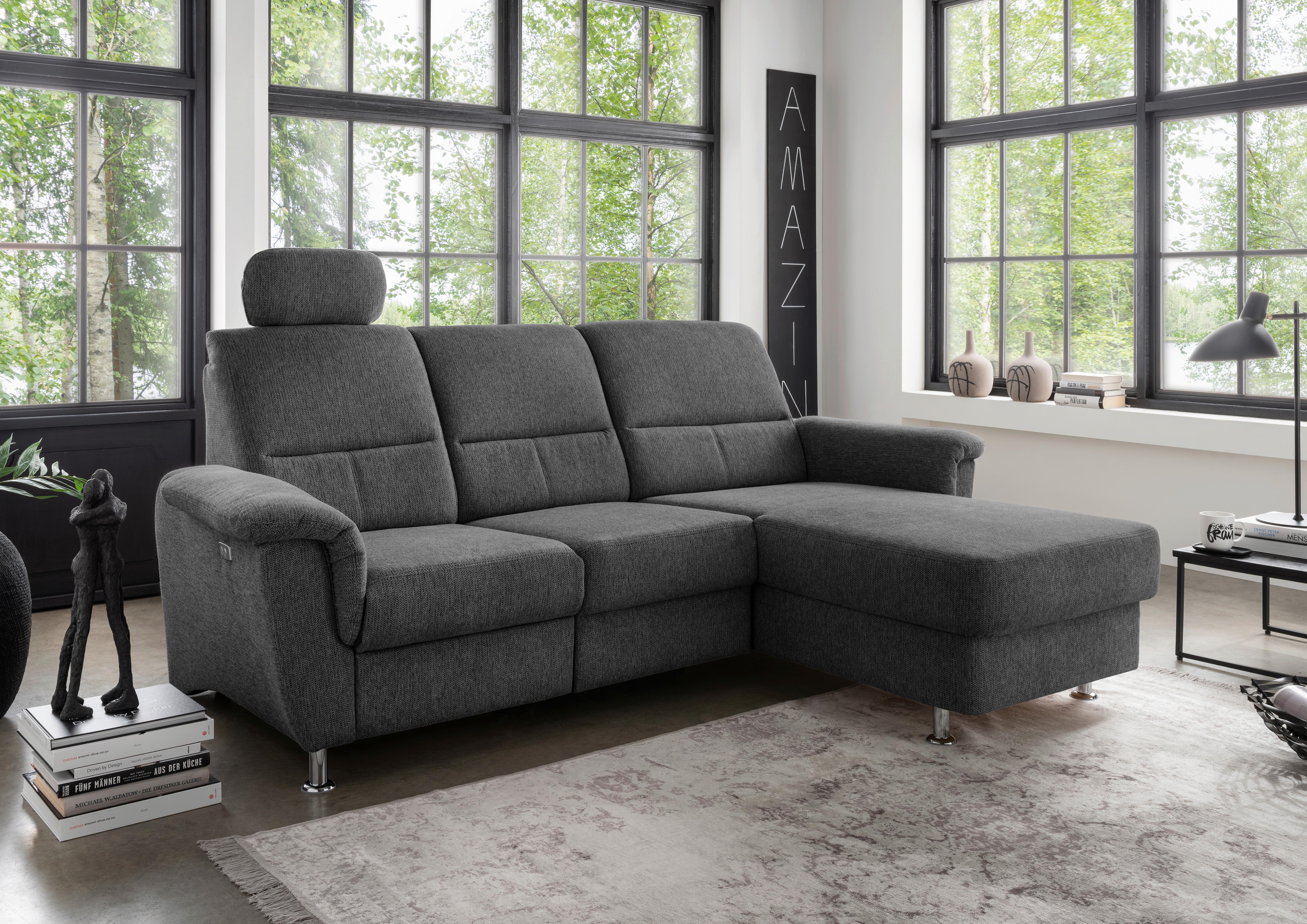 Ecksofa mit Bettkasten Parole Anthrazit Chenille - Chromfarben/Anthrazit, MODERN, Textil (231/165cm) - Livetastic