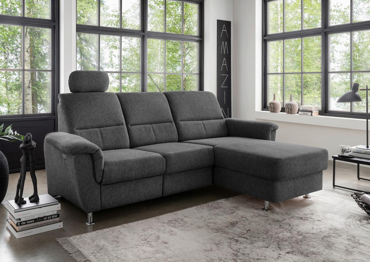 Ecksofa Mit Bettkasten Parole Anthrazit Chenille - Chromfarben/Anthrazit, MODERN, Textil (231/165cm) - Livetastic
