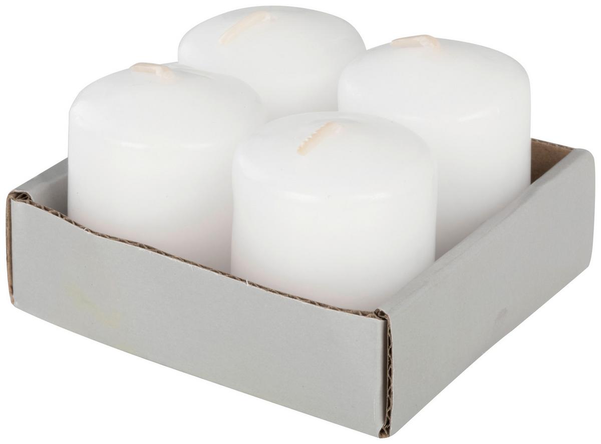 Válcová svíčka Katrinja, V: 5cm - bílá/růžová, parafín (3,8/5cm) - Modern Living