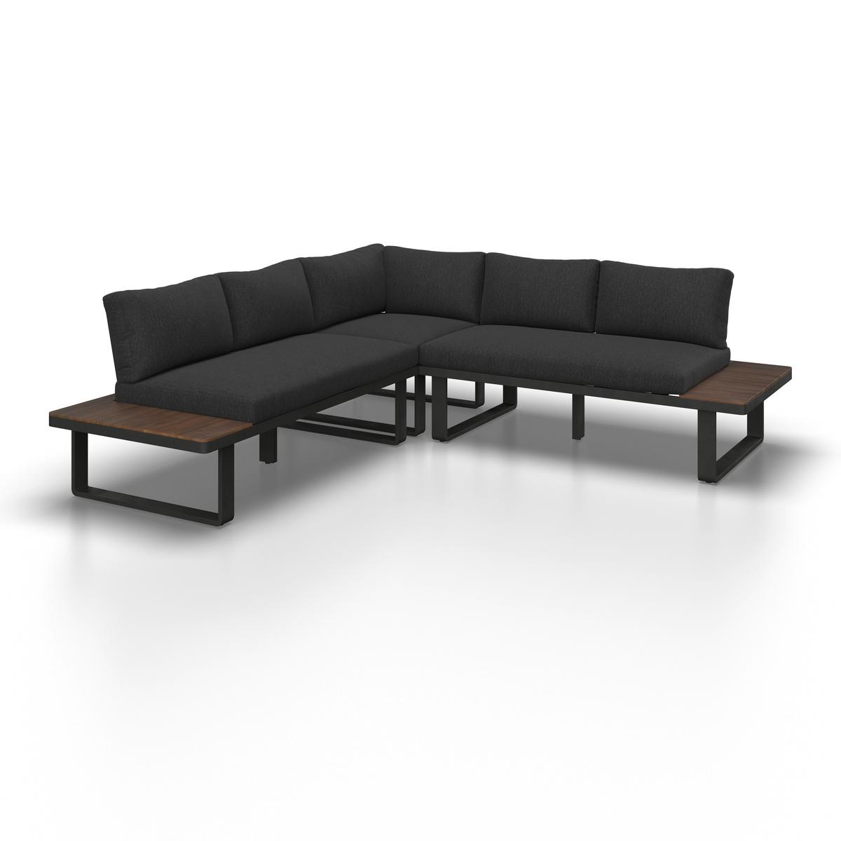 JEDÁLENSKÁ TERASOVÁ SÚPRAVA GIANNA - čierna/farba tíku, Modern, kov/drevo (221/71/76cm) - Bessagi Garden