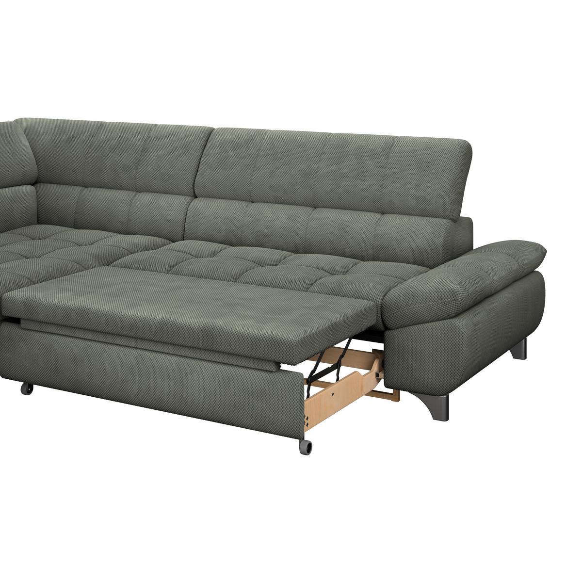 Eckbank Gemini Grün, B: 234cm - Chromfarben/Grün, KONVENTIONELL, Textil (234/312cm)