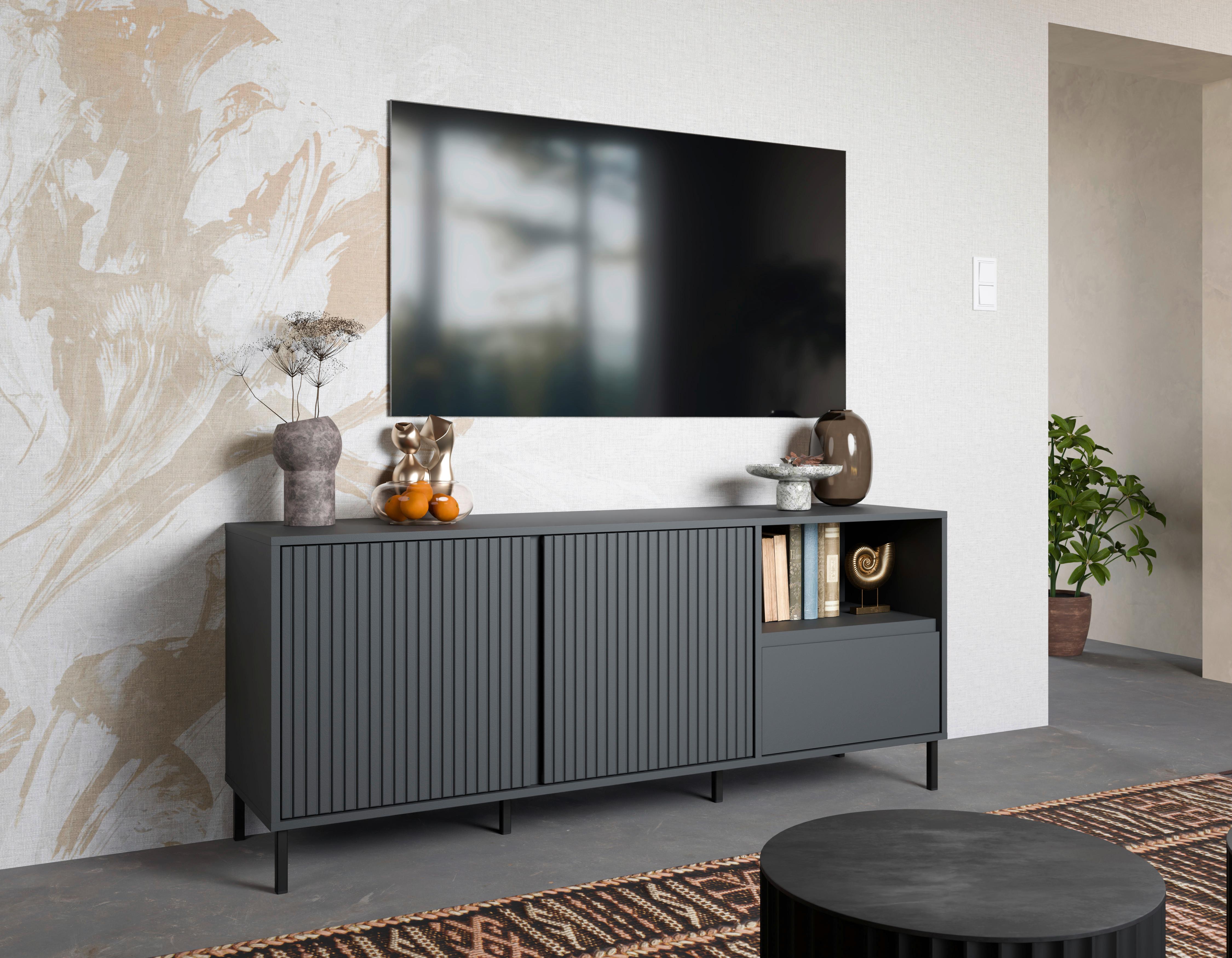 Tv-element Avenale Anthrazit B: 157,8 Cm - Anthrazit/Schwarz, Trend, Holzwerkstoff (157,8/65,4/40cm)