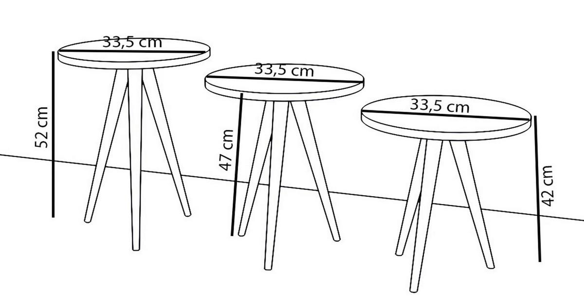 Beistelltischset Barilo Weiß, Honigeiche Dekor 3--teilig - Honigeiche/Weiß, Design, Holzwerkstoff (34/34/42-47-52cm) - MID.YOU