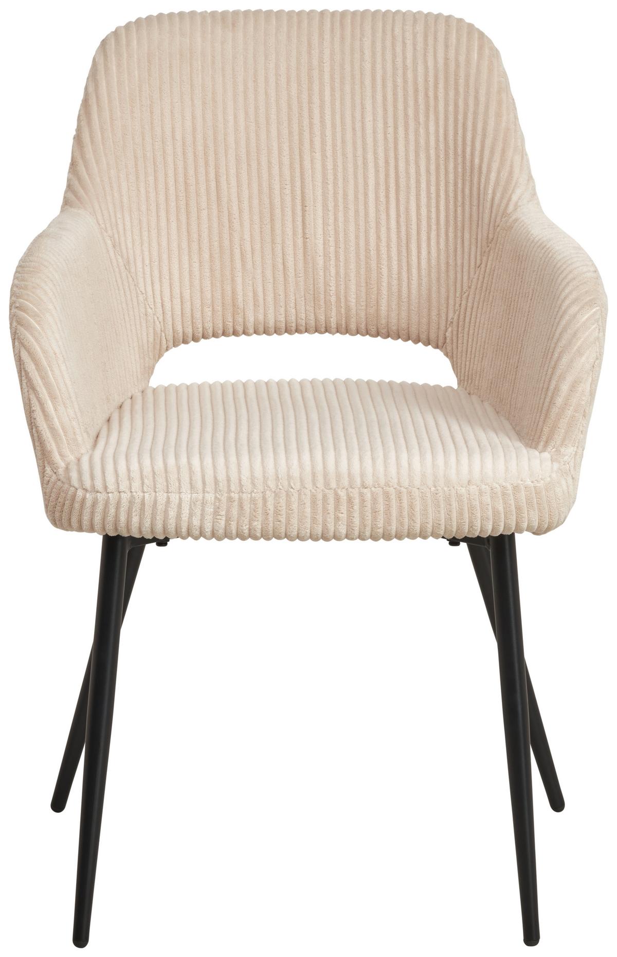 Armlehnstuhl Pina Cord Beige, B: 57 Cm - Taupe/Schwarz, KONVENTIONELL, Holz/Textil (57/83.5/63cm) - MID.YOU