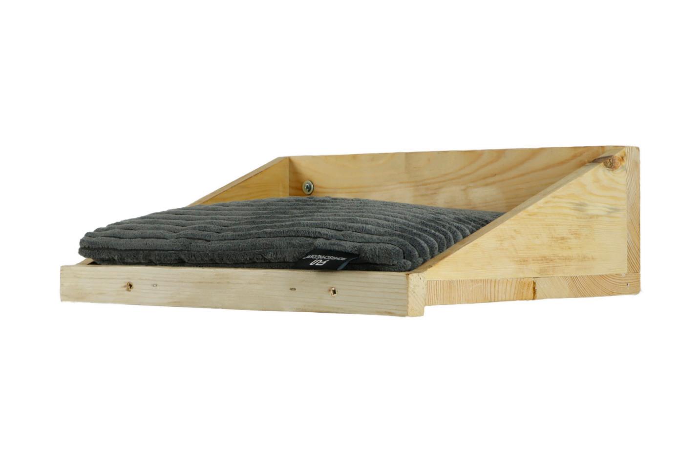 Katzen-Hängesessel Mulde Natur Bezug: Dunkelgrau, L: 40 cm - Dunkelgrau/Kieferfarben, Basics, Holz/Textil (40/28/15cm)