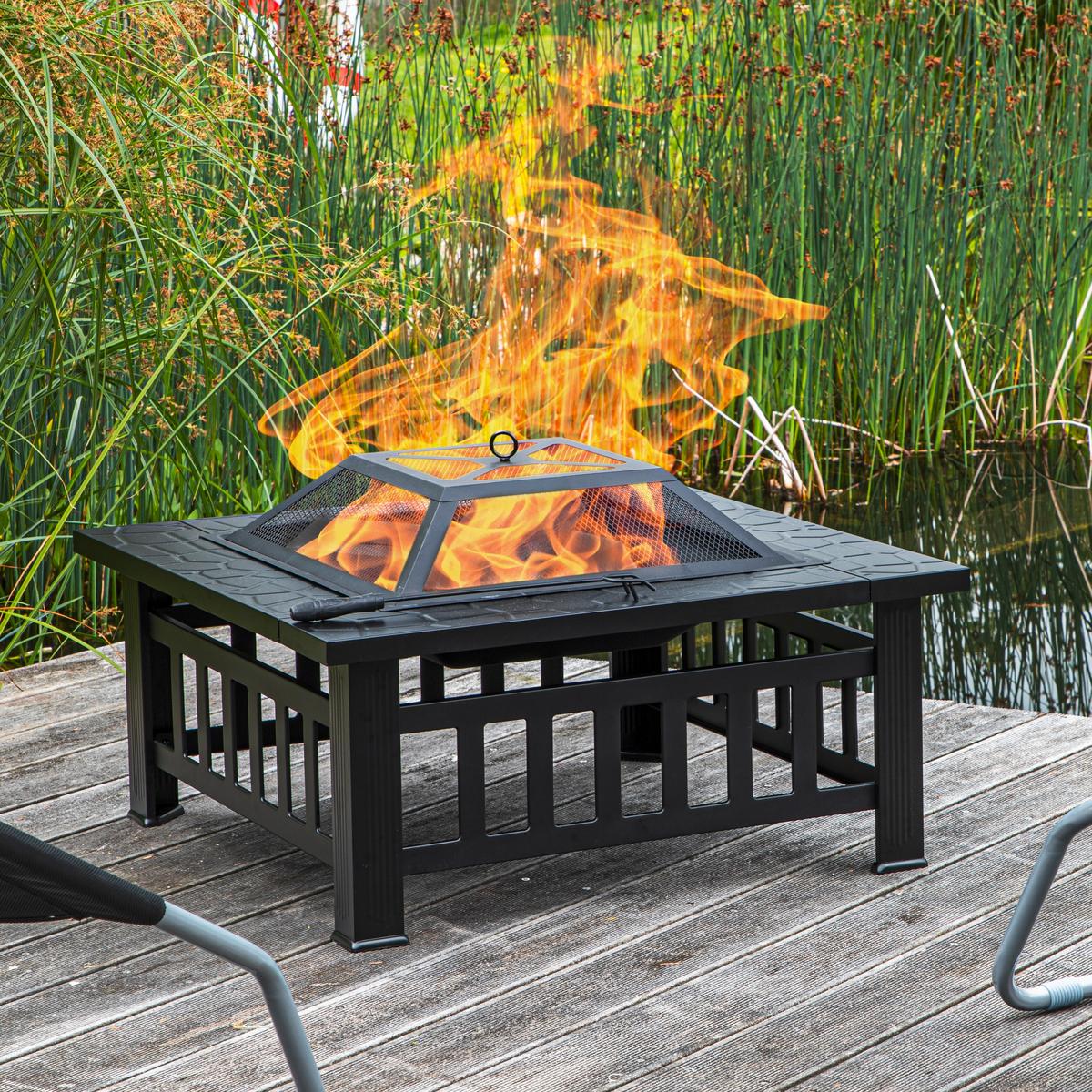 Feuerstelle Ø ca. 81 cm inkl. Schürhaken - Schwarz, Basics, Metall (81/45/81cm)