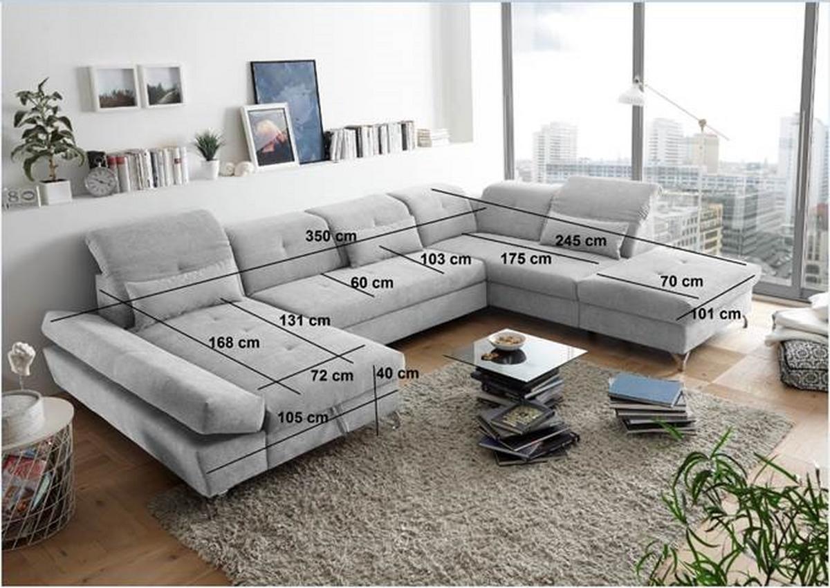 Ecksofa Melfi Hellgrau U: 168 Cm - Silberfarben/Hellgrau, MODERN, Textil (168/350/245cm) - MID.YOU