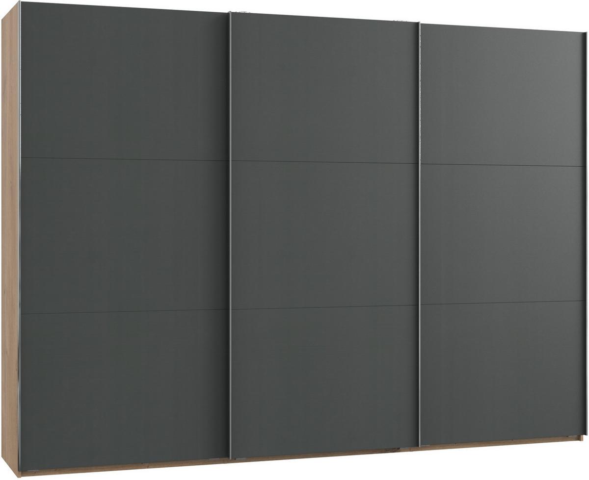 Schwebetürenschrank B: 300 cm Level 36a Eiche Dekor/Graphit - Eichefarben/Graphitfarben, MODERN, Holzwerkstoff (300/216/65cm) - MID.YOU