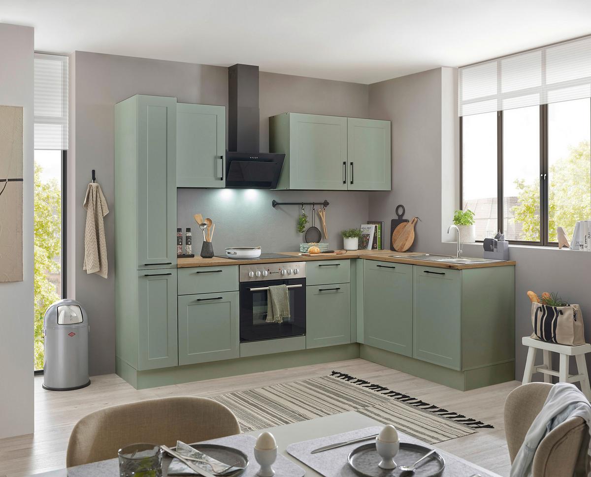 Eckküche Marseille Grün/eiche Dekor S: 250x175 Cm - Eiche Artisan/Grün, Design, Holzwerkstoff (250/175cm) - MID.YOU