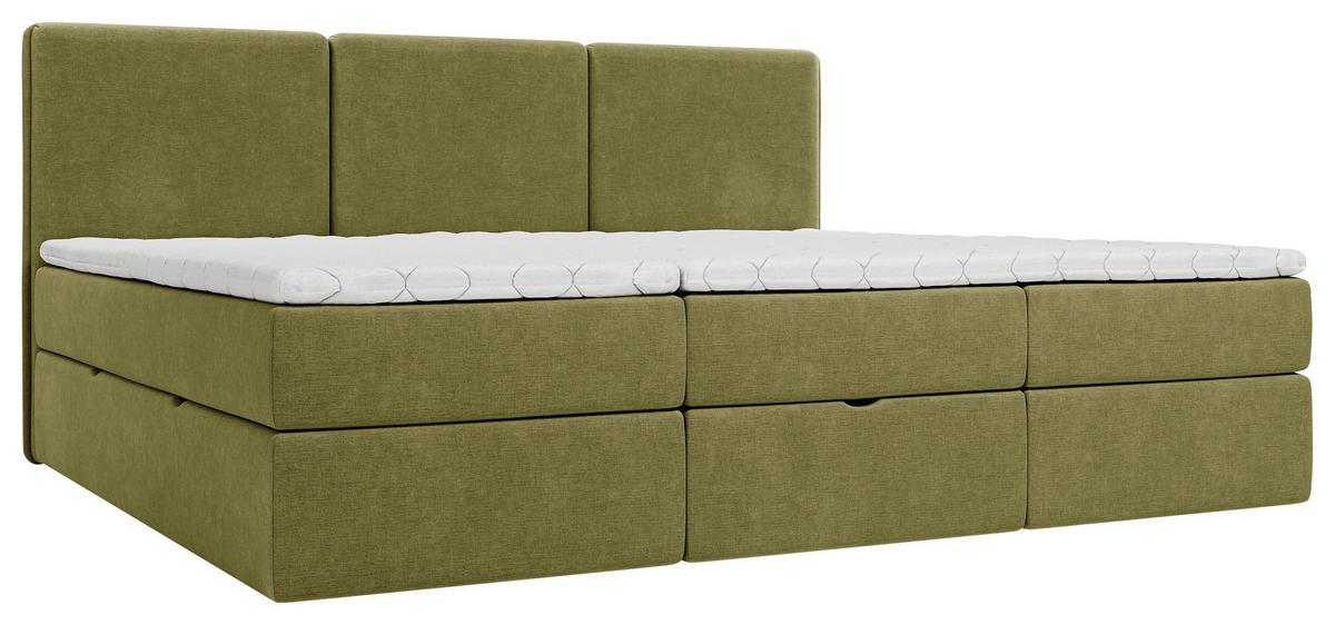 Familienbett Domino Combo Mit 3 Bettkasten, Grün 240x200 Cm - Schwarz/Grün, MODERN, Holz/Holzwerkstoff (240/200cm) - MID.YOU