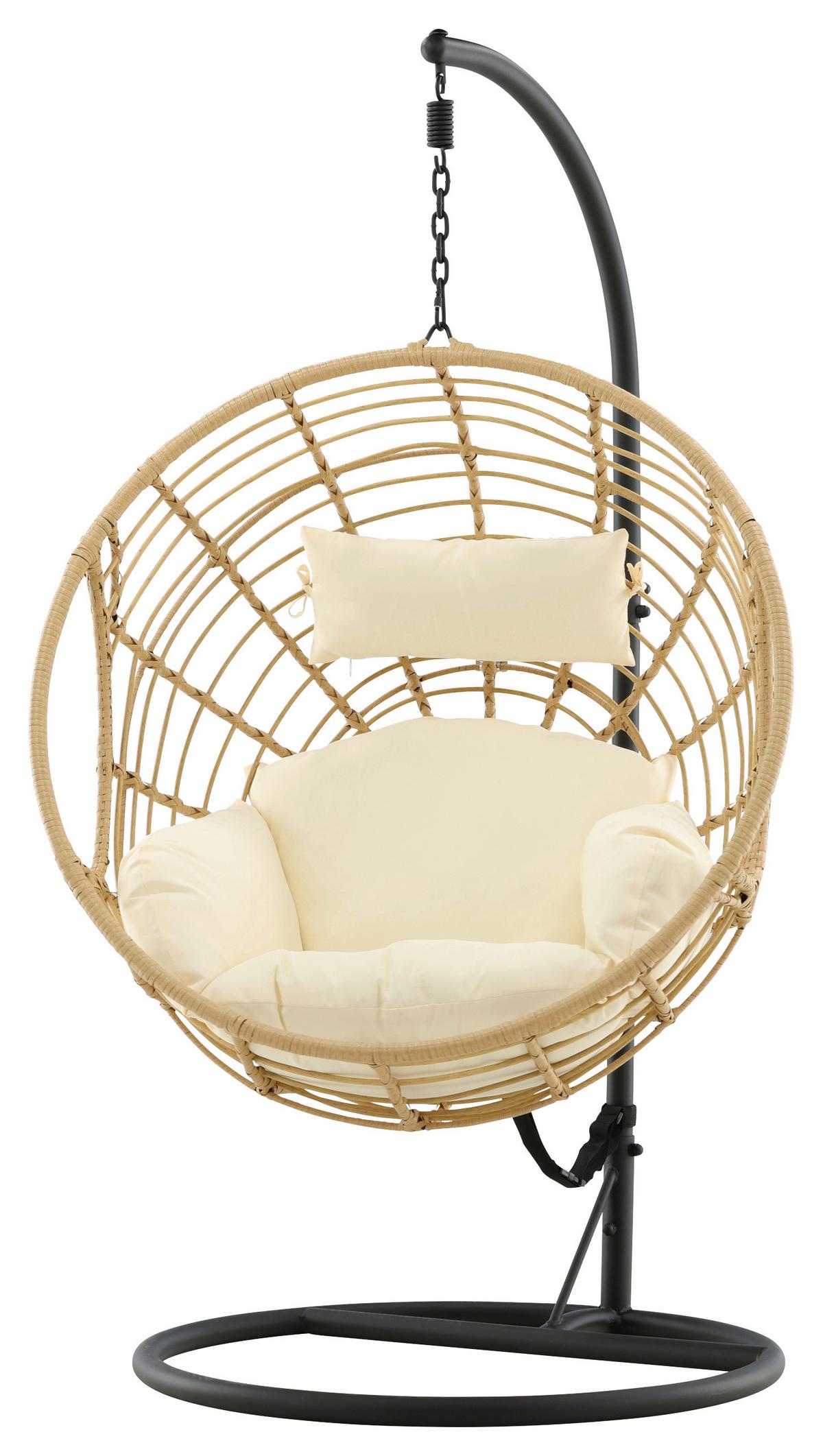 Hängesessel Mit Gestell Viga Mit Sitz- Und Rückenkissen - KONVENTIONELL, Holz (105/186/160cm) - Gardenson