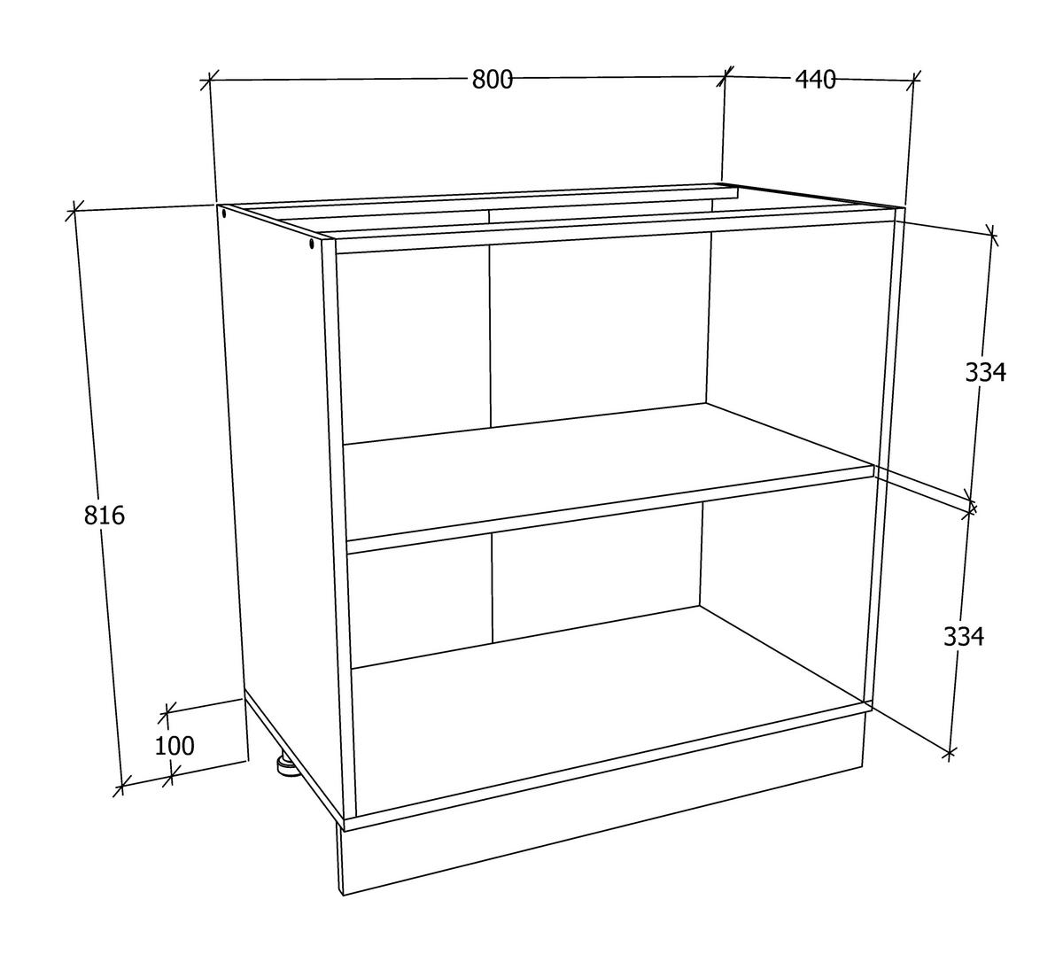 Küchenunterschrank Esilo 80 cm Weiß - Weiß/Sonoma Eiche, KONVENTIONELL, Holzwerkstoff (80/82/46cm) - MID.YOU