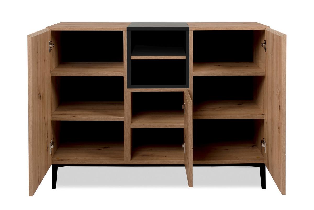 Kommode B 120 cm Nola, Eiche Dekor/Schwarz - Eichefarben/Schwarz, KONVENTIONELL, Holzwerkstoff (120/90/42cm) - MID.YOU