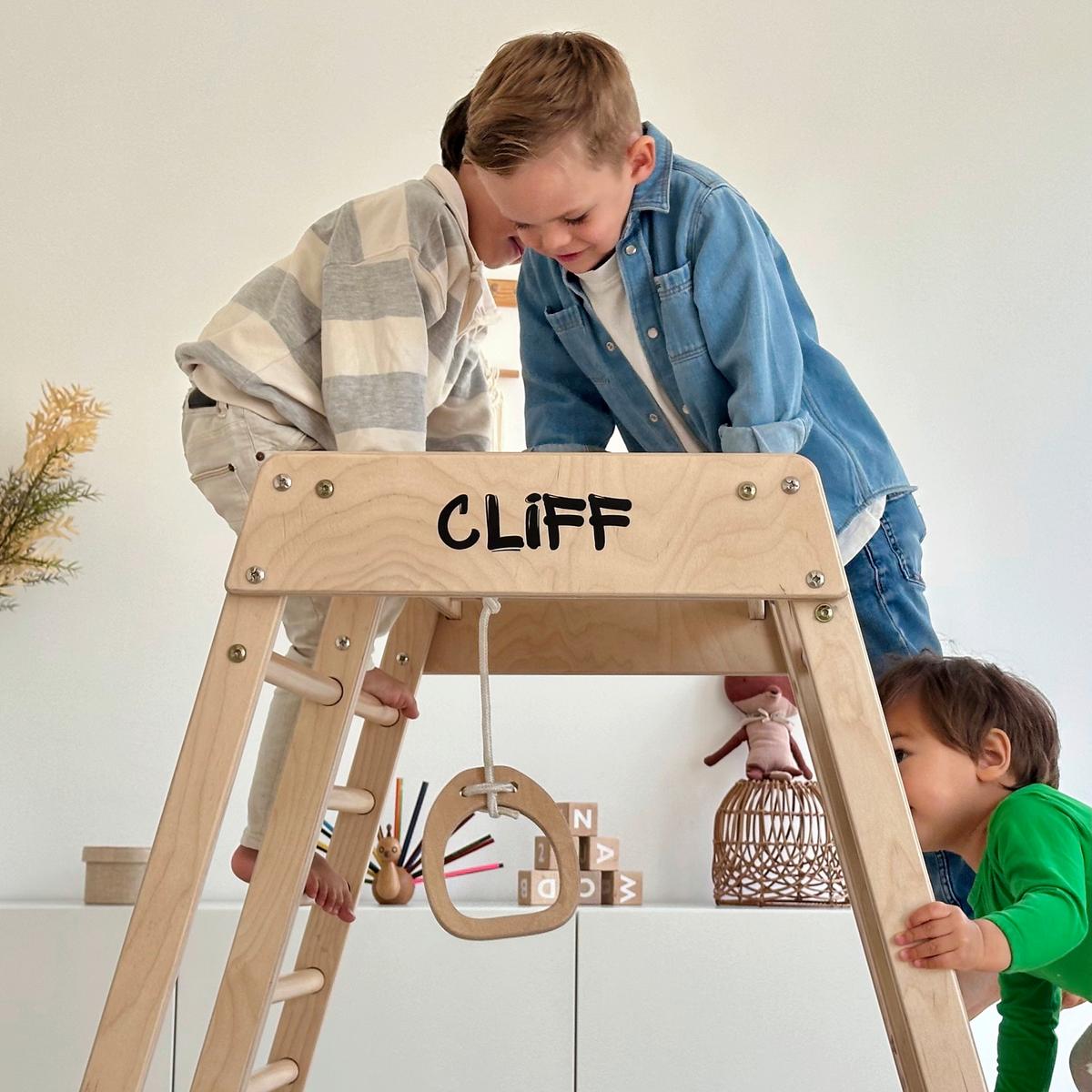 platzsparendes Klettergerüst natur - Birkefarben, Basics, Holz (84/105/113cm) - CLIFF