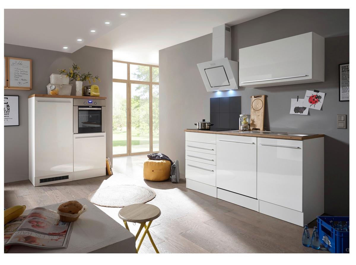 Küchenzeile Premium Mit Geräte B: 290 Cm Weiß/eiche Dekor - Wildeiche/Eichefarben, Basics, Holzwerkstoff (290cm) - Respekta