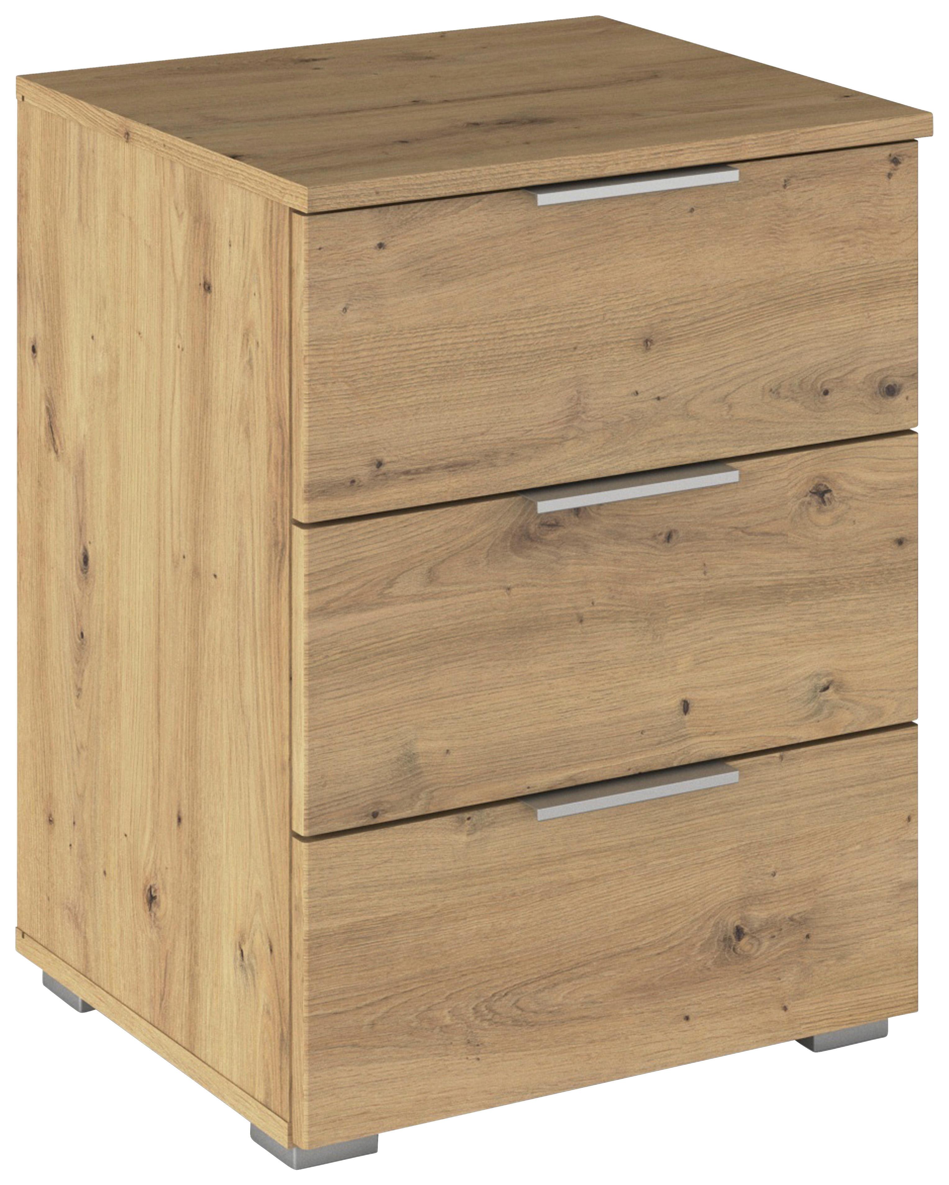 Nachtkästchen Mars 3l - Alufarben/Eiche Artisan, KONVENTIONELL, Holzwerkstoff (47/62/42cm)